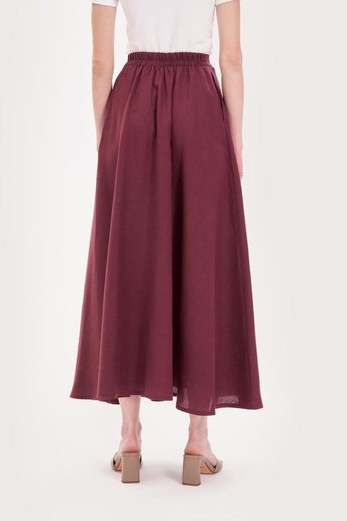 NATURAL %100 KETEN KLOŞ ETEK BORDO