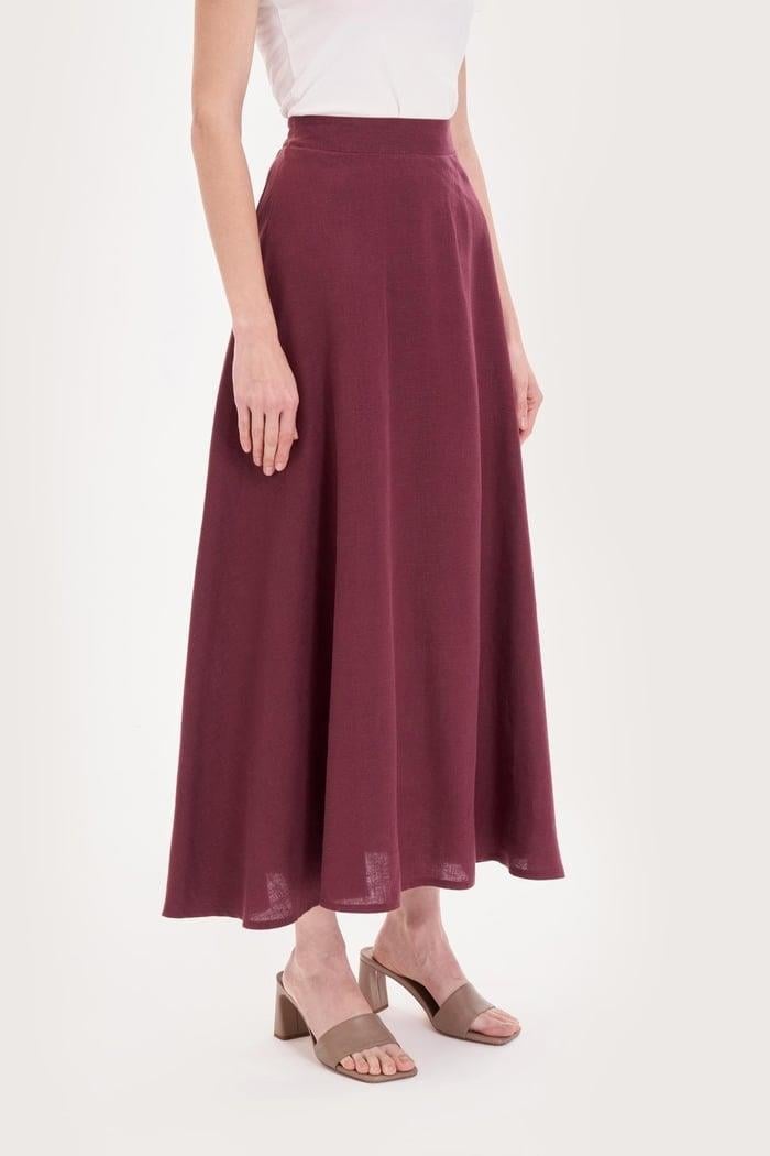 NATURAL %100 KETEN KLOŞ ETEK BORDO