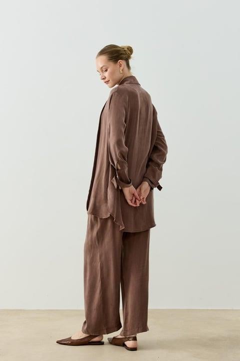 NEW MELINA PANTOLONLU TAKIM KAHVERENGİ