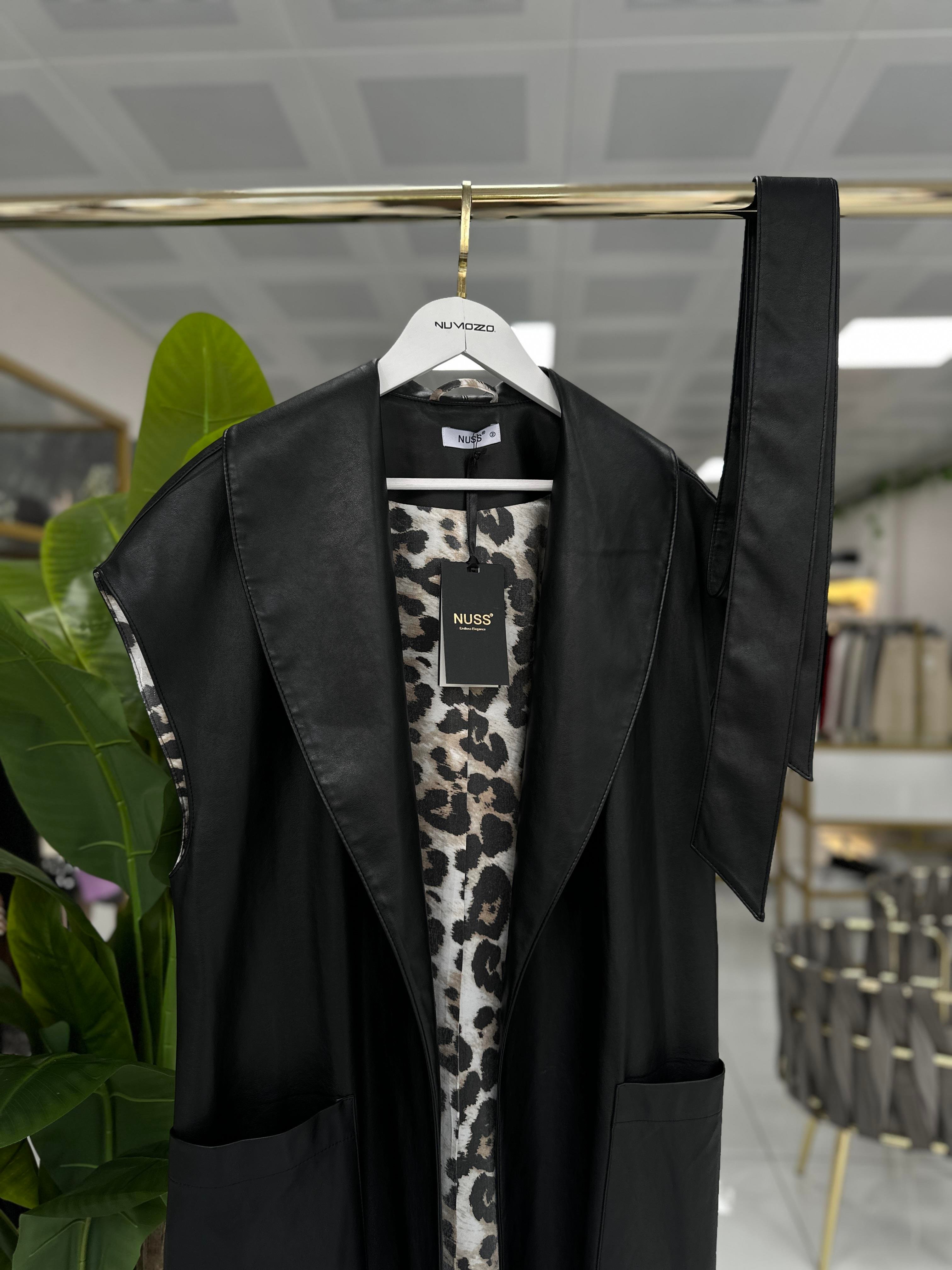 Nuss Deri Yelek Siyah