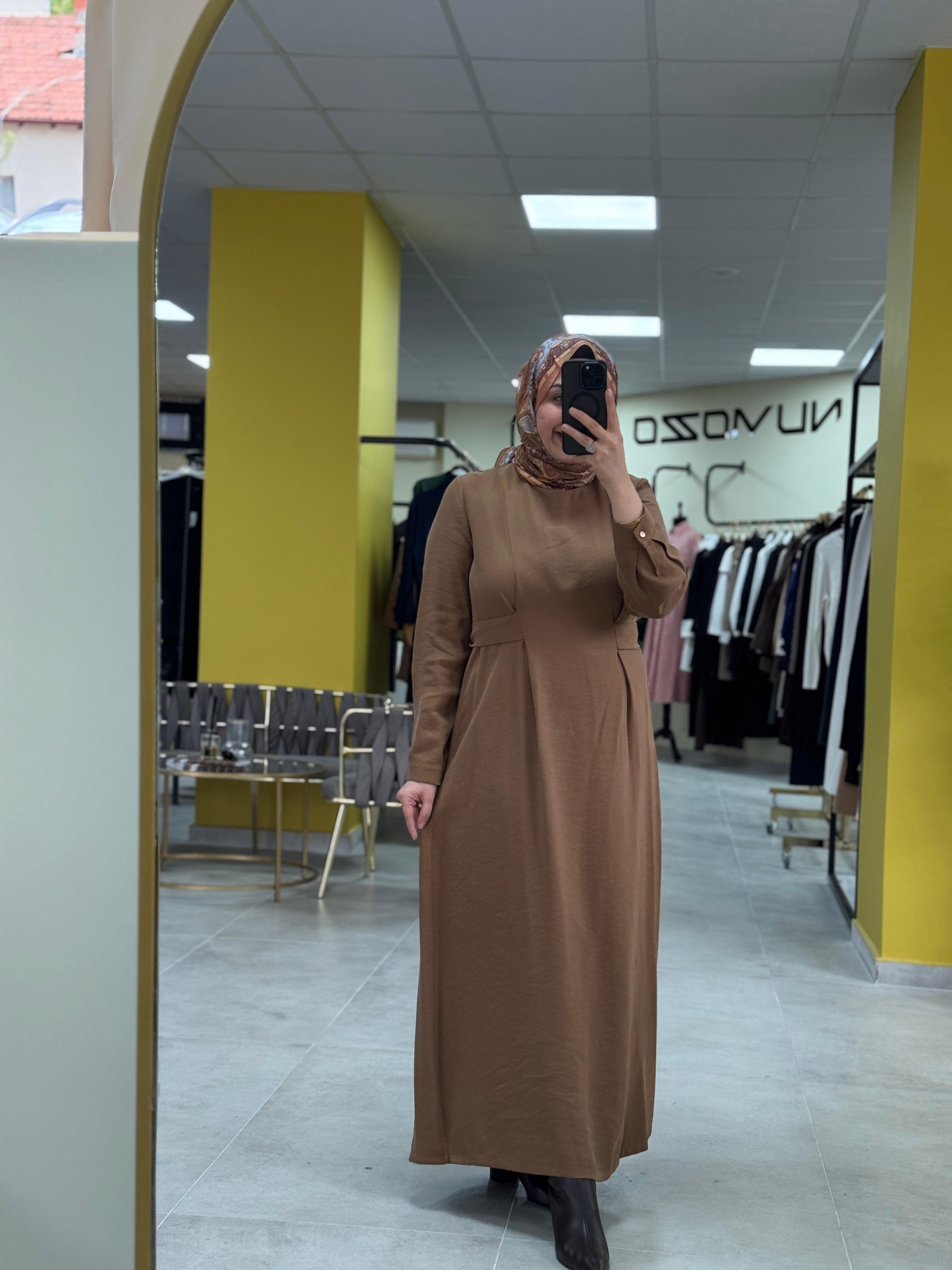 Nuss Kuşaklı Elbise Haki