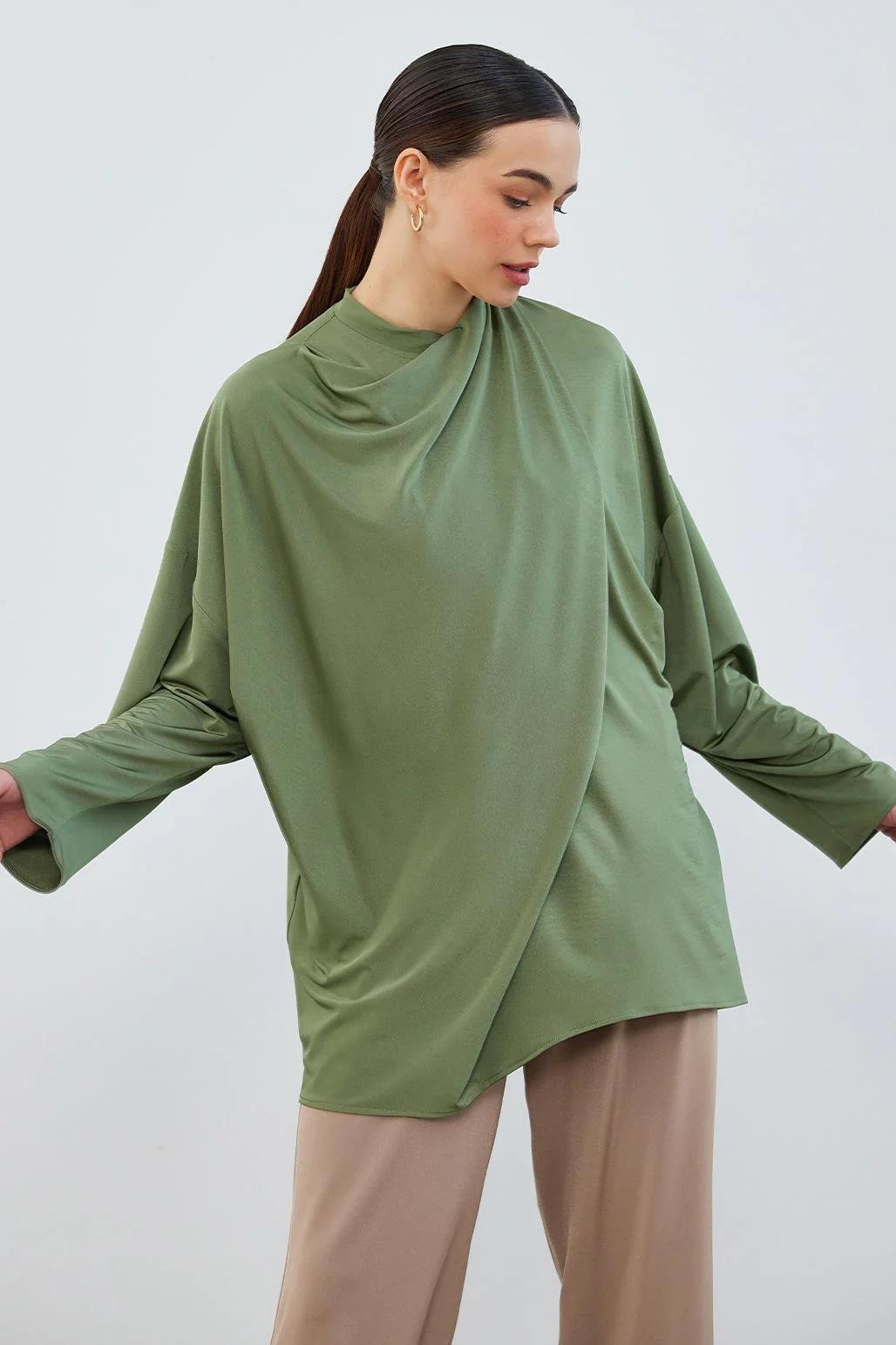 Örme Relax Tunik Haki