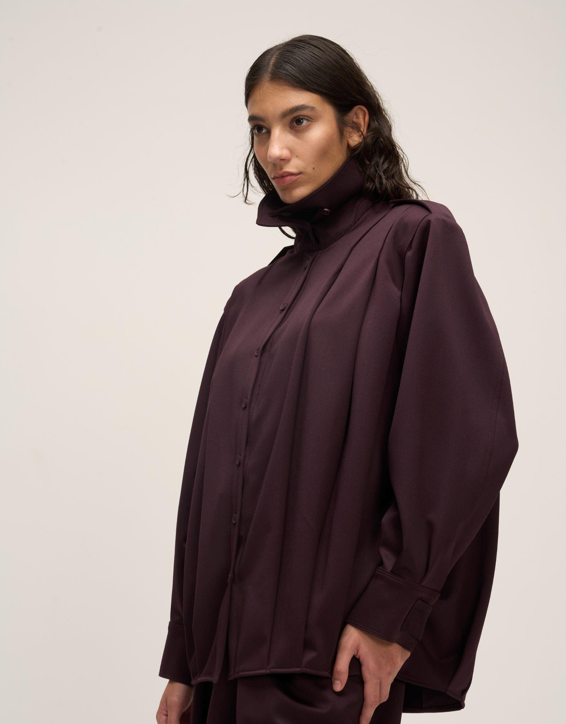 Pileli Ceket Mürdüm