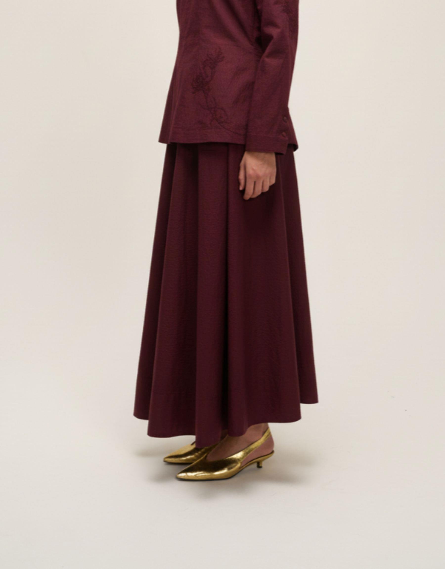 Pileli Crush Etek Bordo