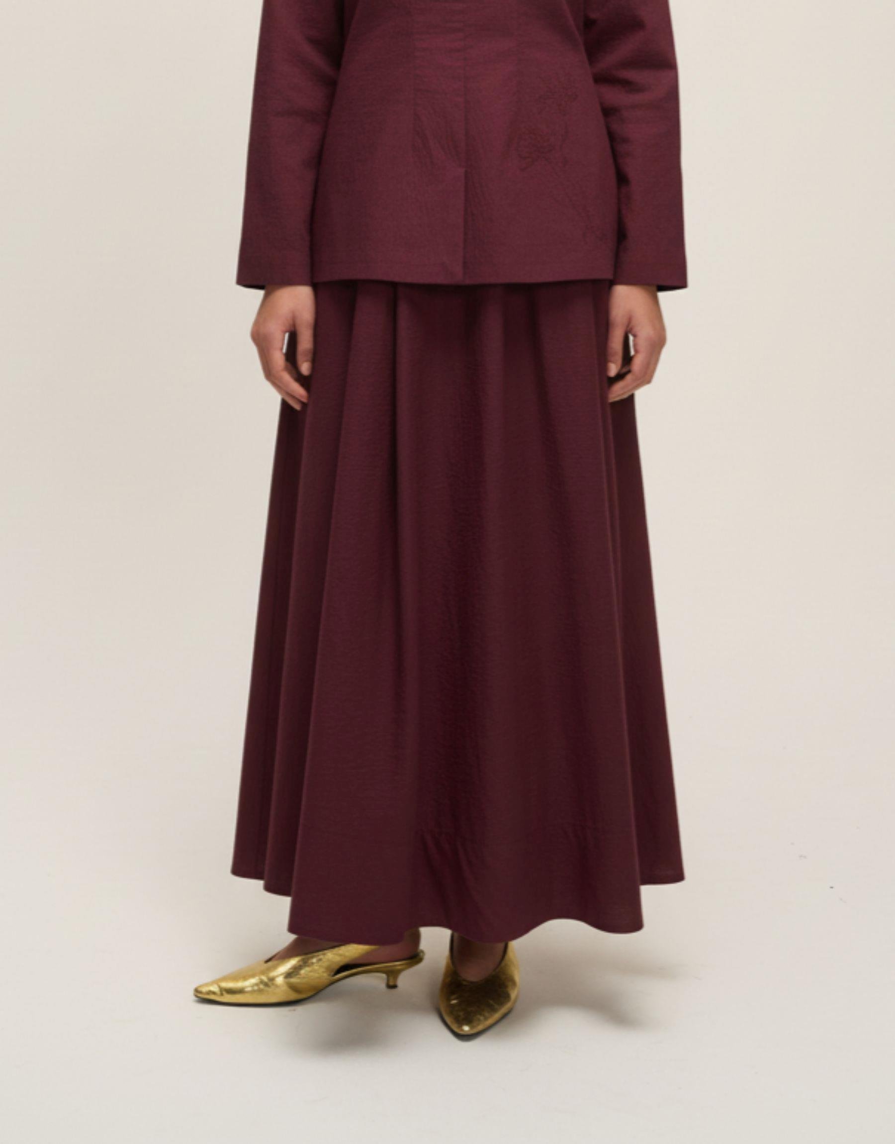 Pileli Crush Etek Bordo