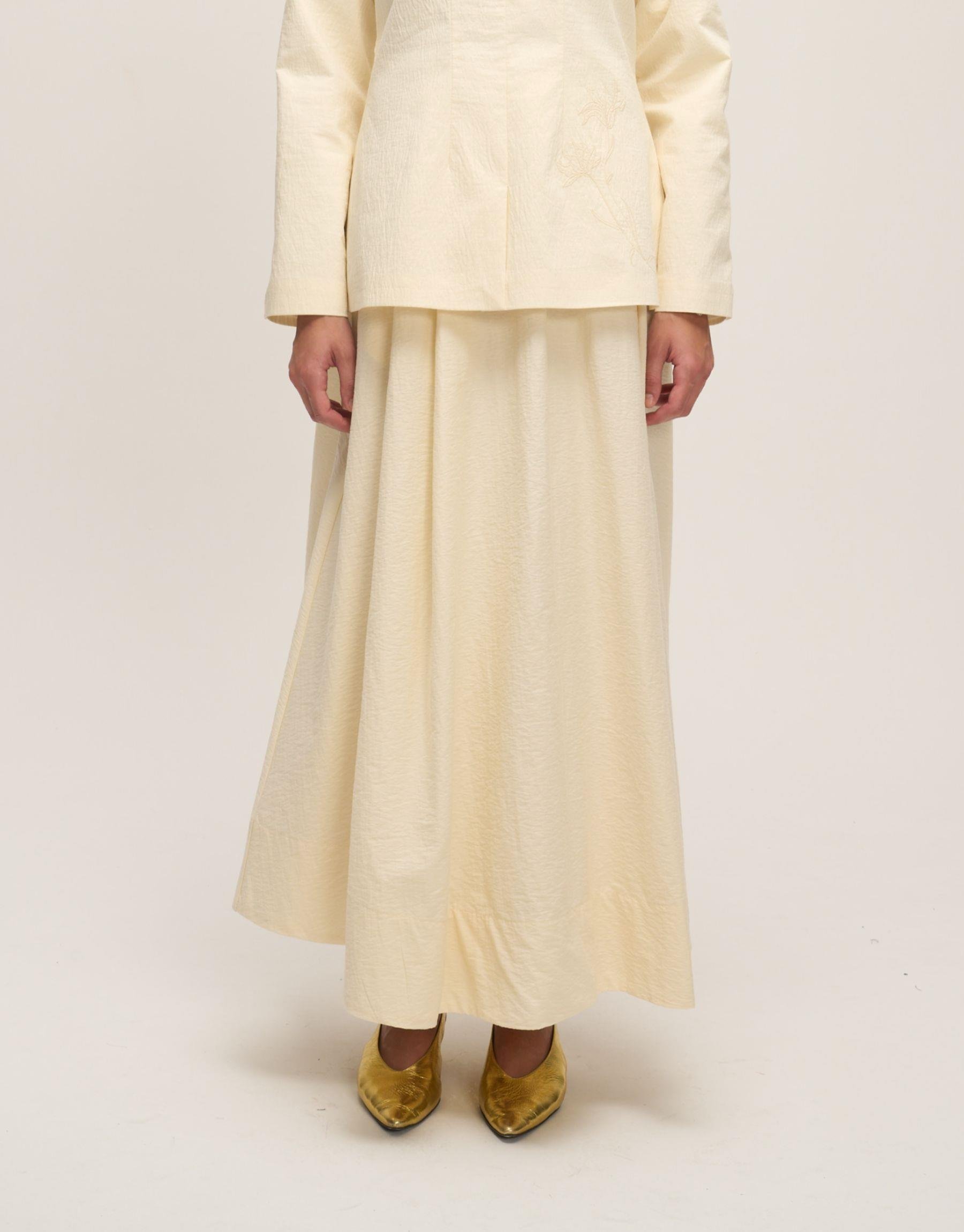 Pileli Crush Etek Ekru