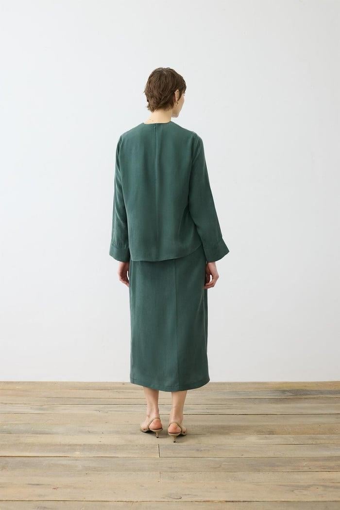 PRİME TAŞLANMIŞ İPEK BAĞLAMALI GÖMLEK ETEKLİ TAKIM HAKİ