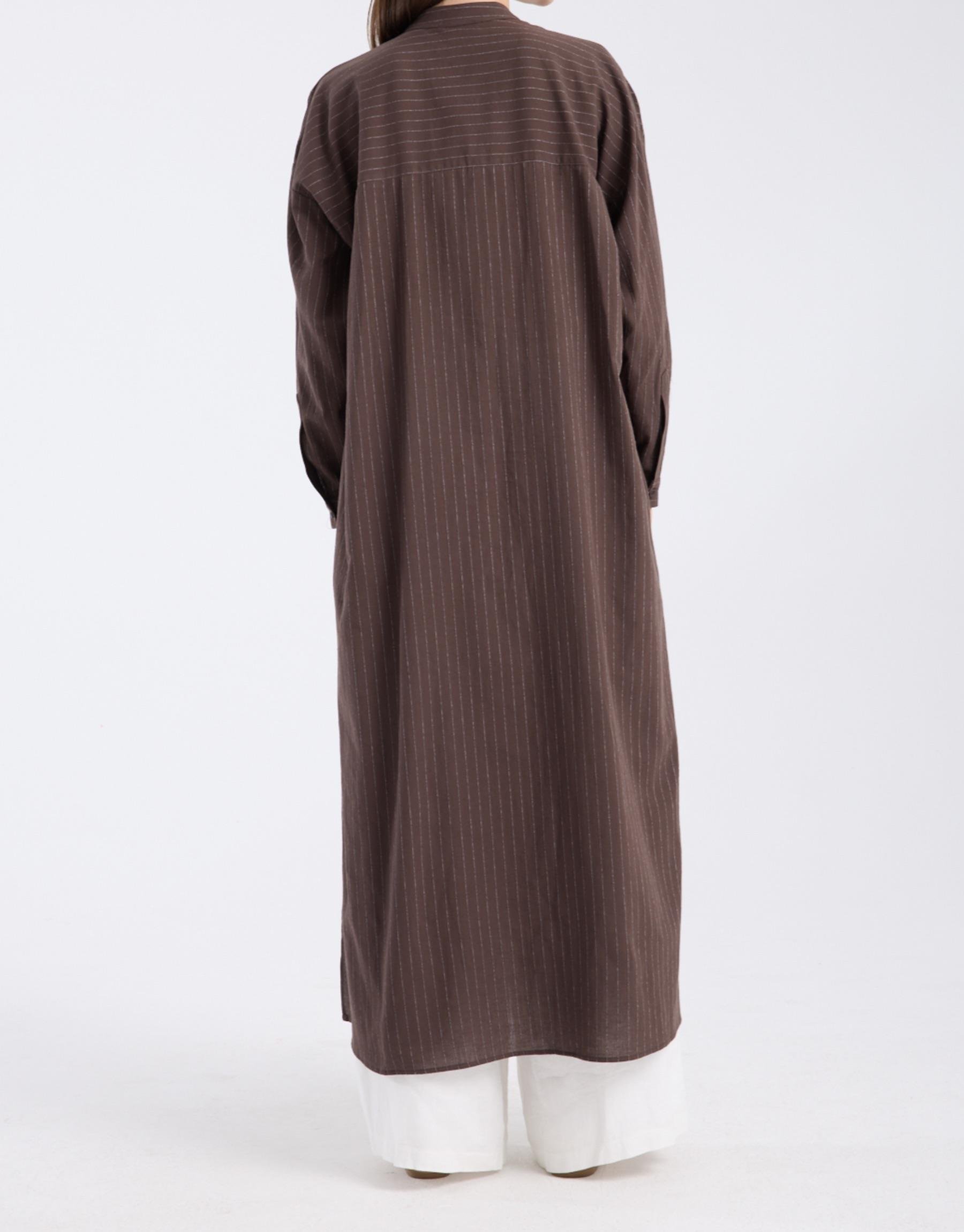 QOOQ Liva Tunik Kahve çizgili