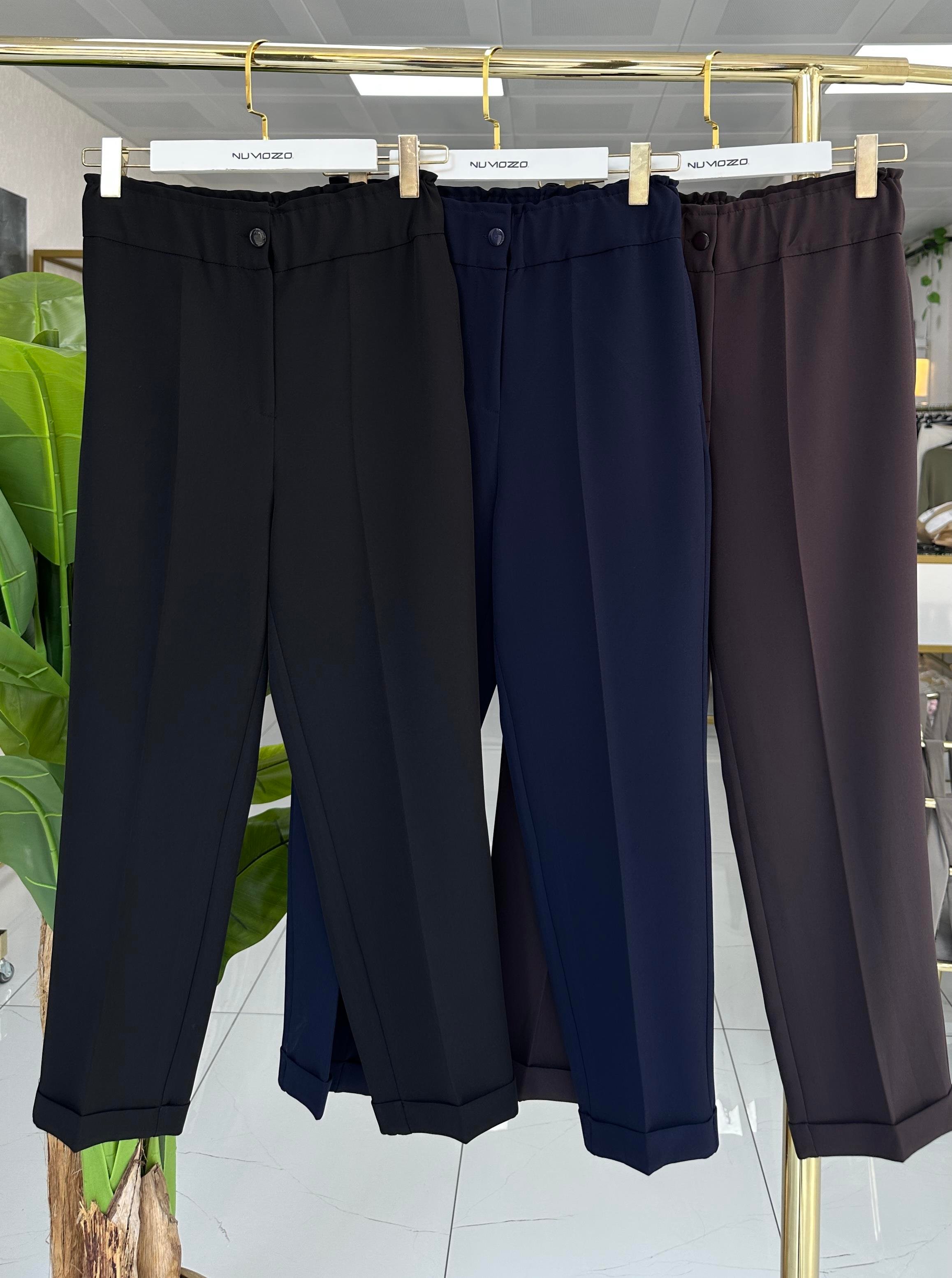 Sentez Beli Lastikli İnce Duble Paça Pantolon Lacivert