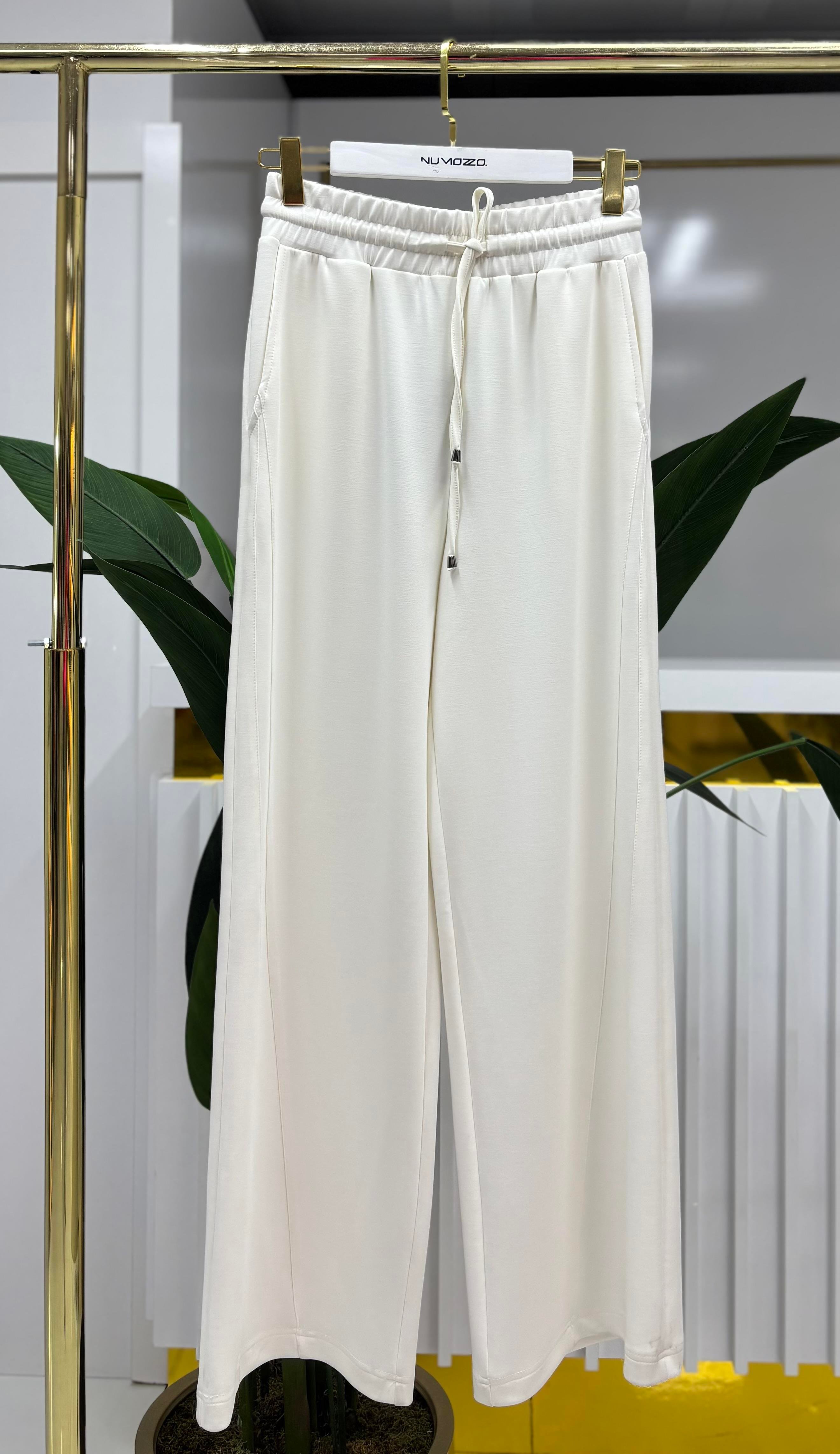 Sentez Divanna Modal Geniş Paça Pantolon Ekru