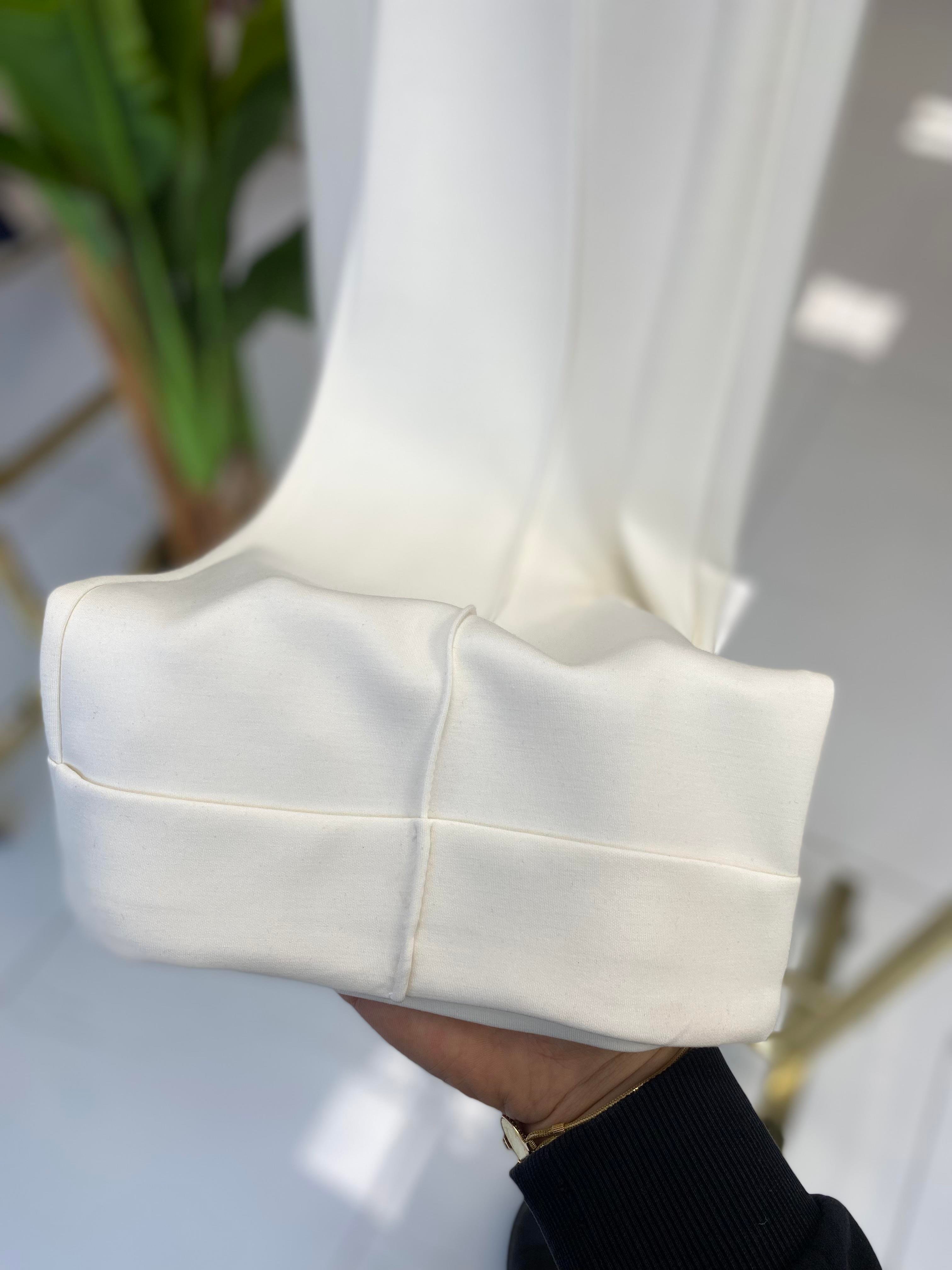 Sentez Nervürlü Bambu Duble Paça Pantolon Ekru