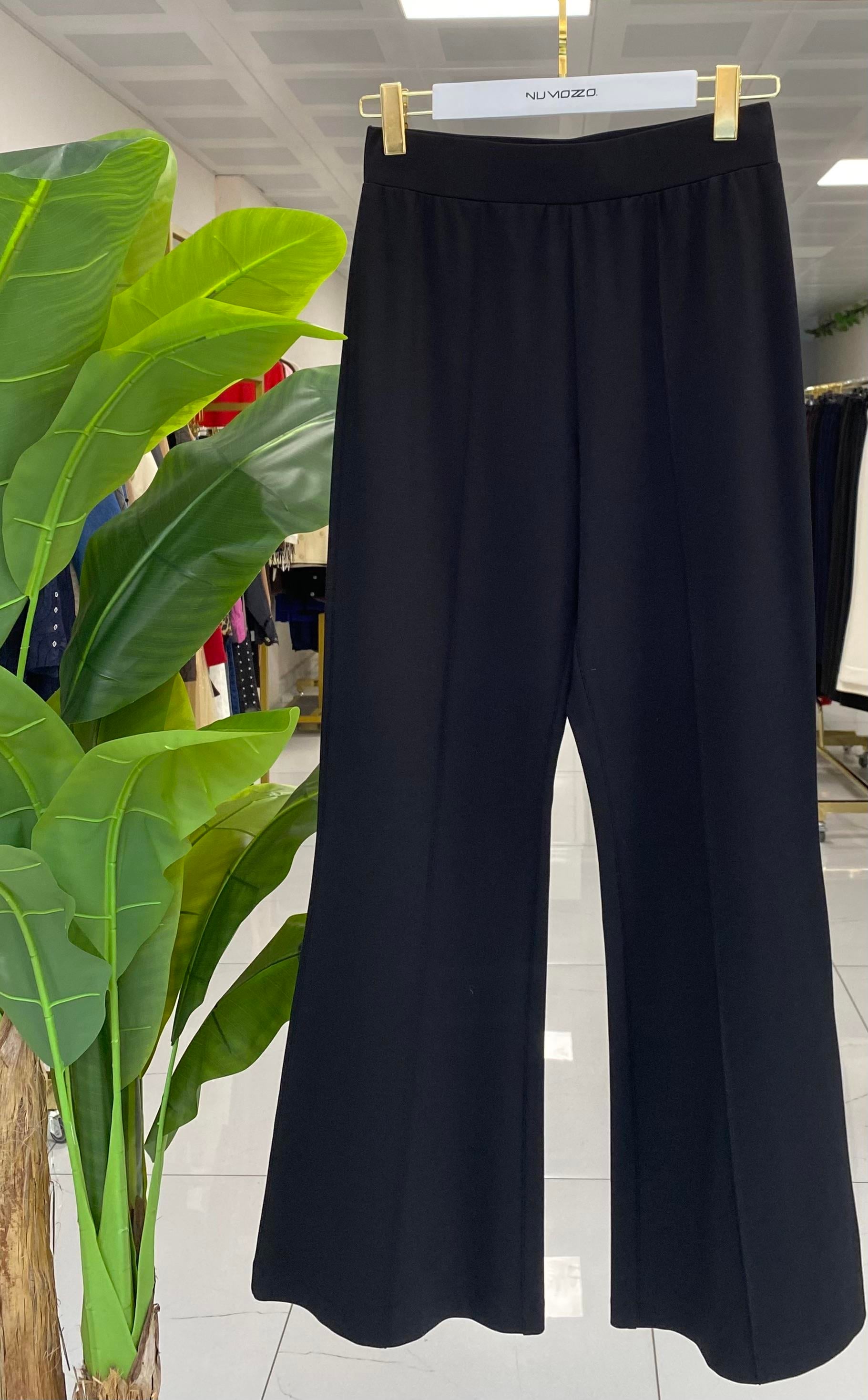 Sentez Panega Örme İspanyol Paça Pantolon Siyah