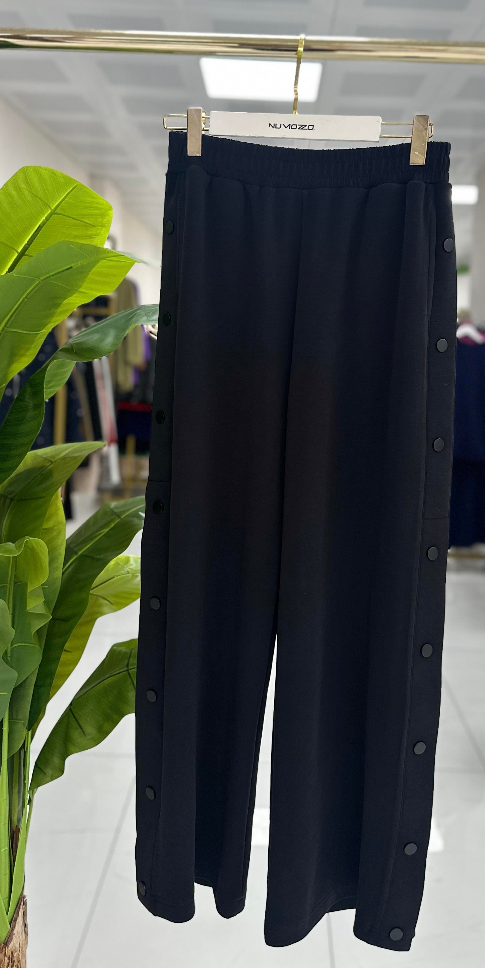 Sentez Tokyo Bambu Geniş Paça Pantolon Siyah 