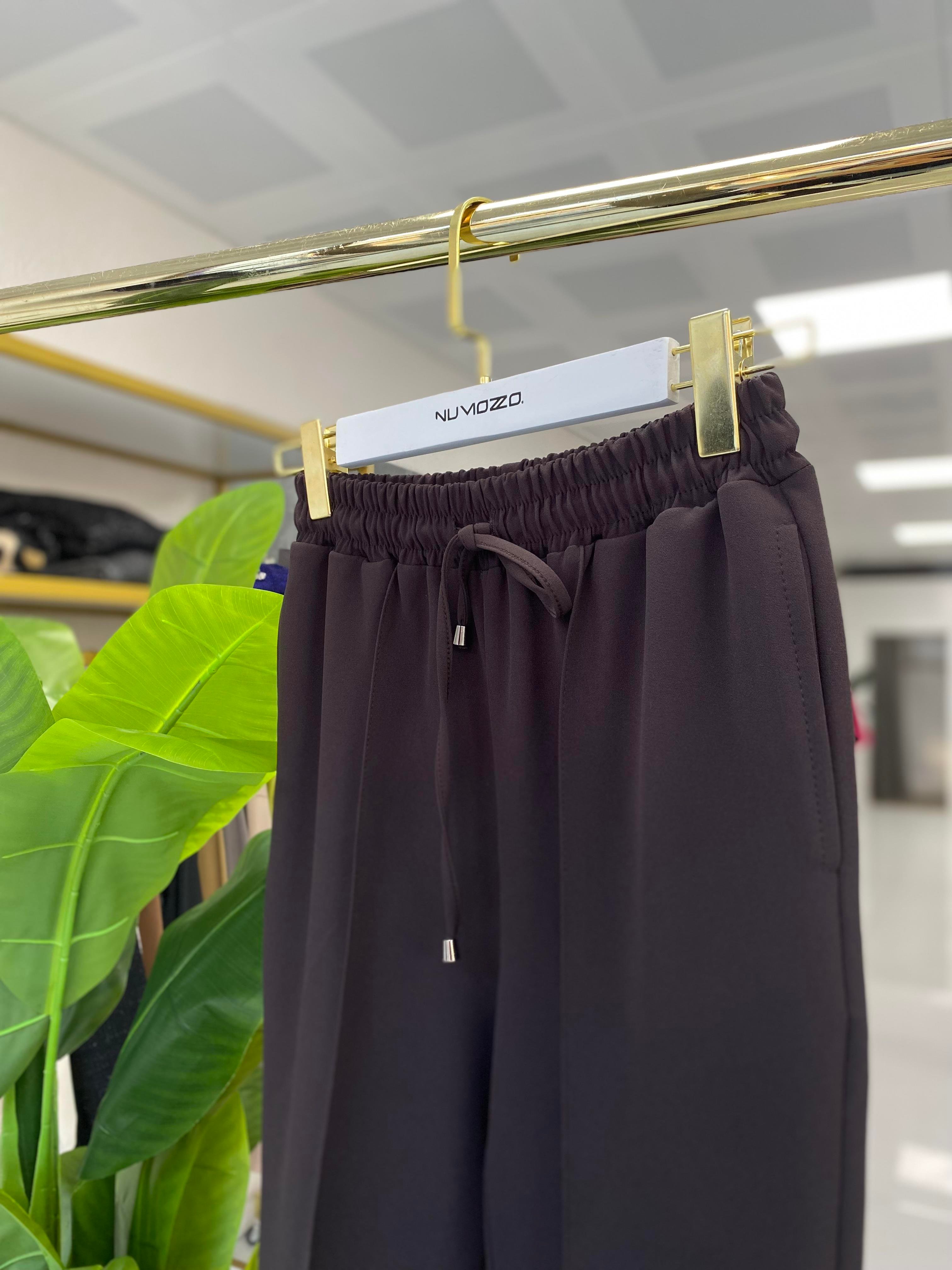 Sentez Yandan Cepli Bağcıklı Pantolon Kahve