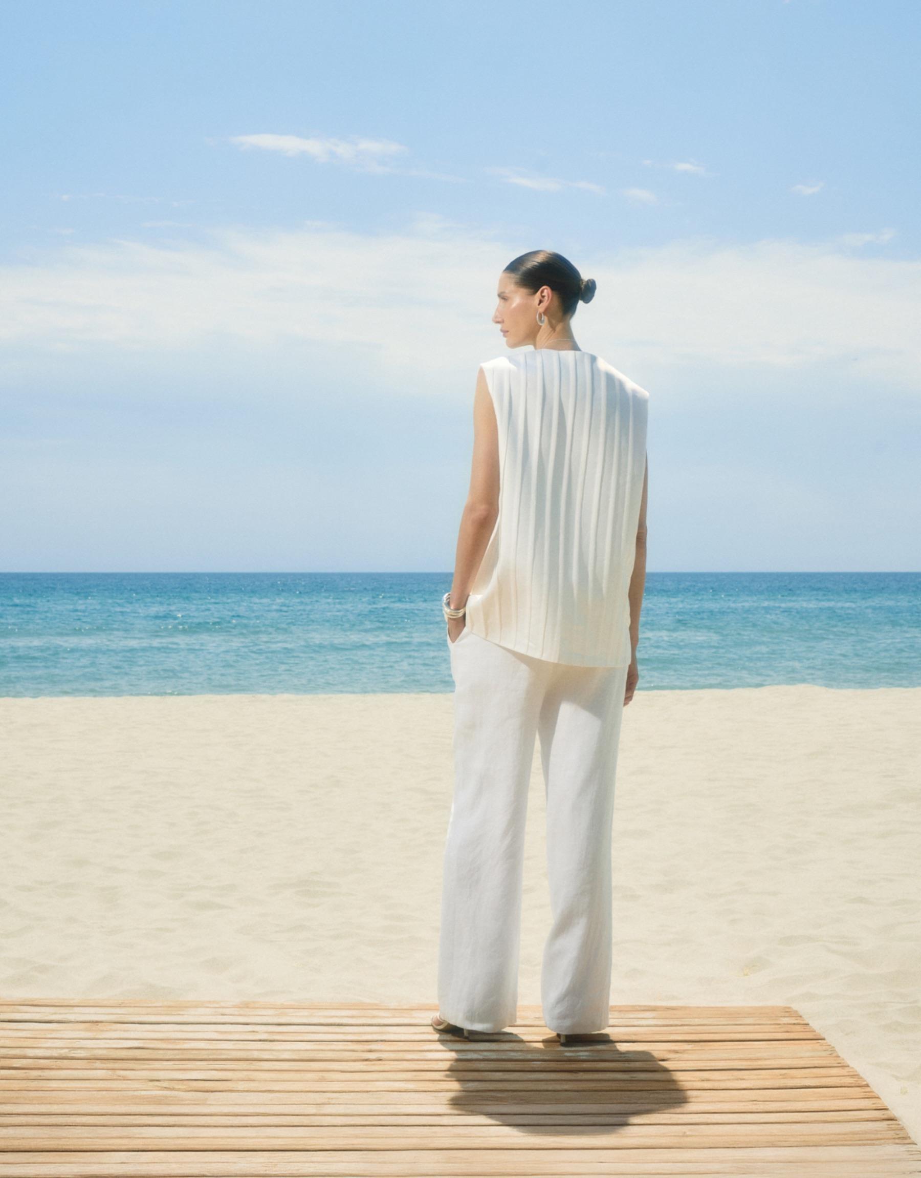 Serpent Keten Yelek Beyaz