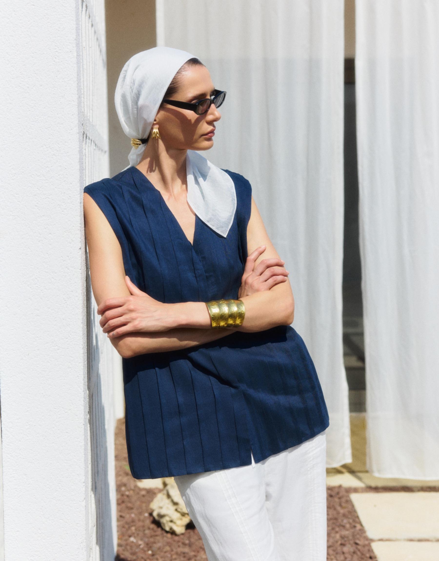 Serpent Keten Yelek Lacivert