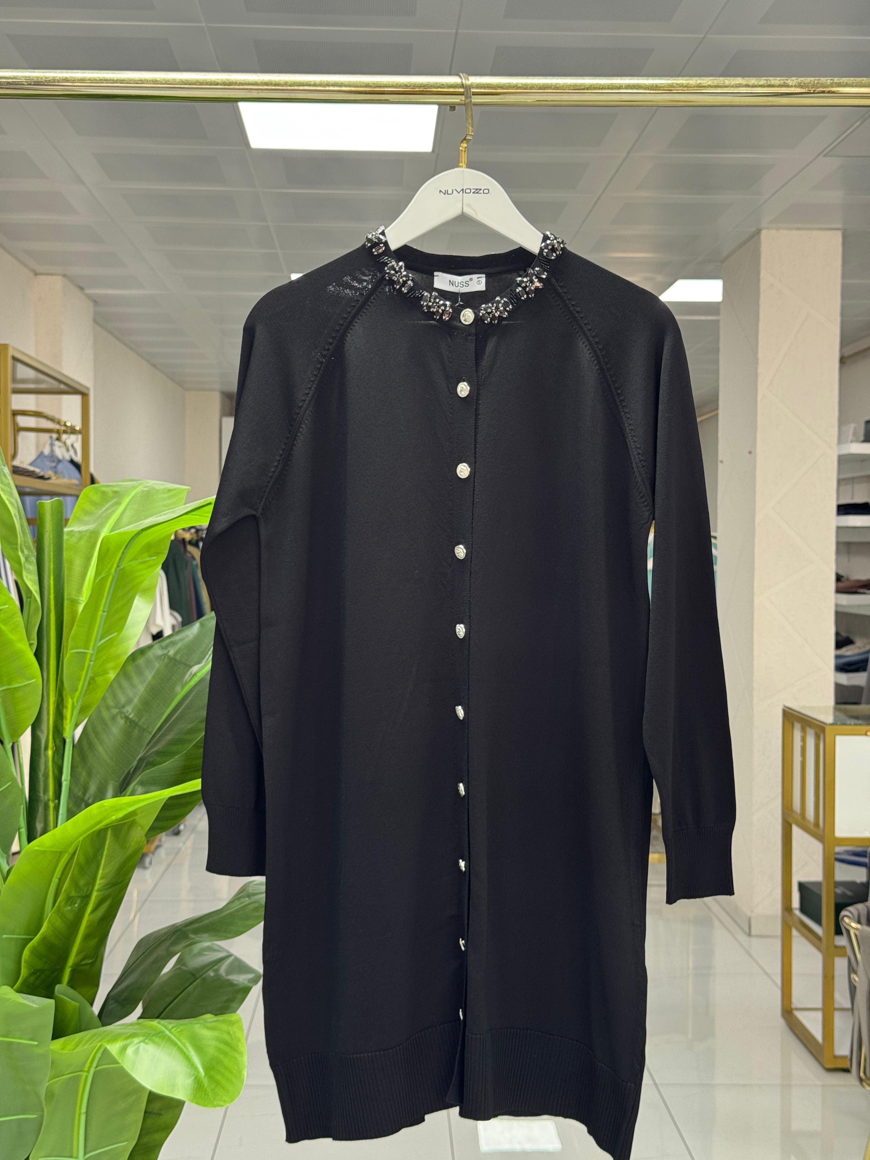 Taş İşlemeli Hırka Siyah