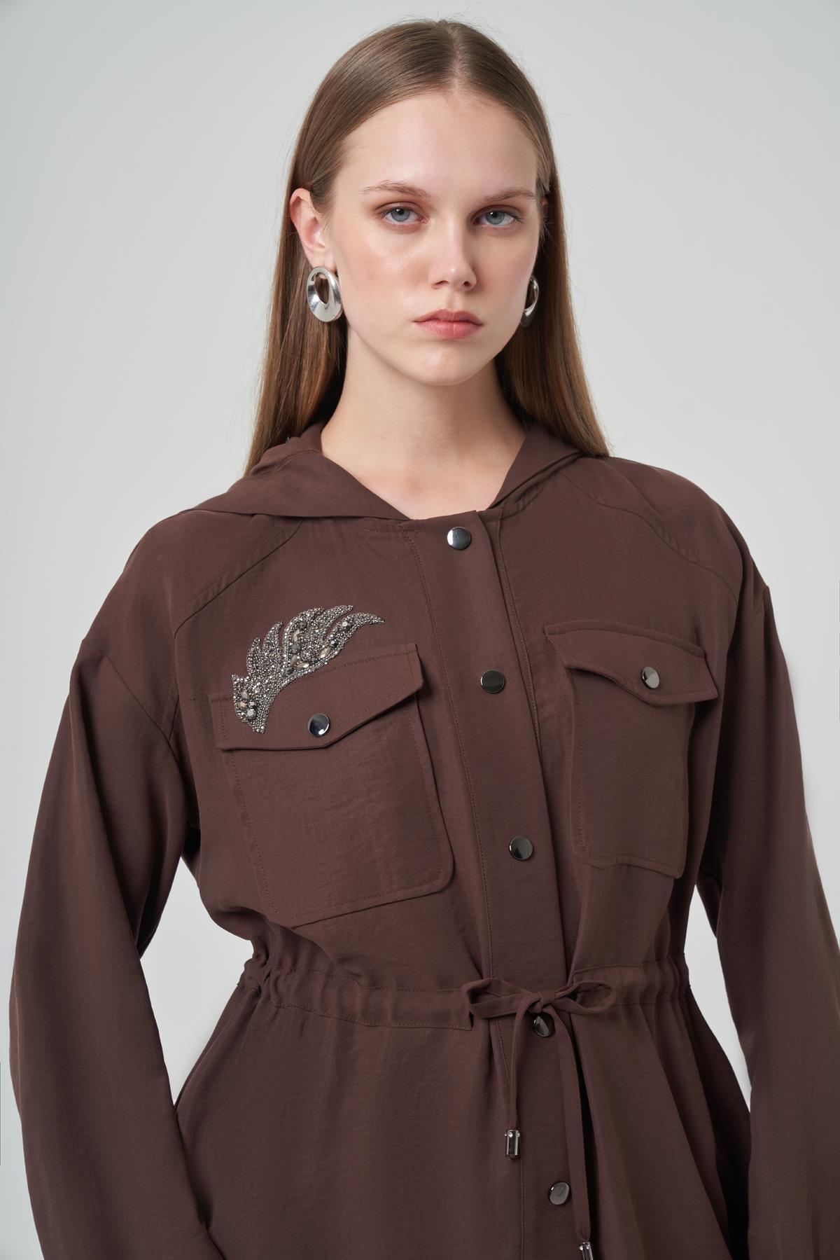 Taş İşlemeli Pantolonlu Takım - Bitter