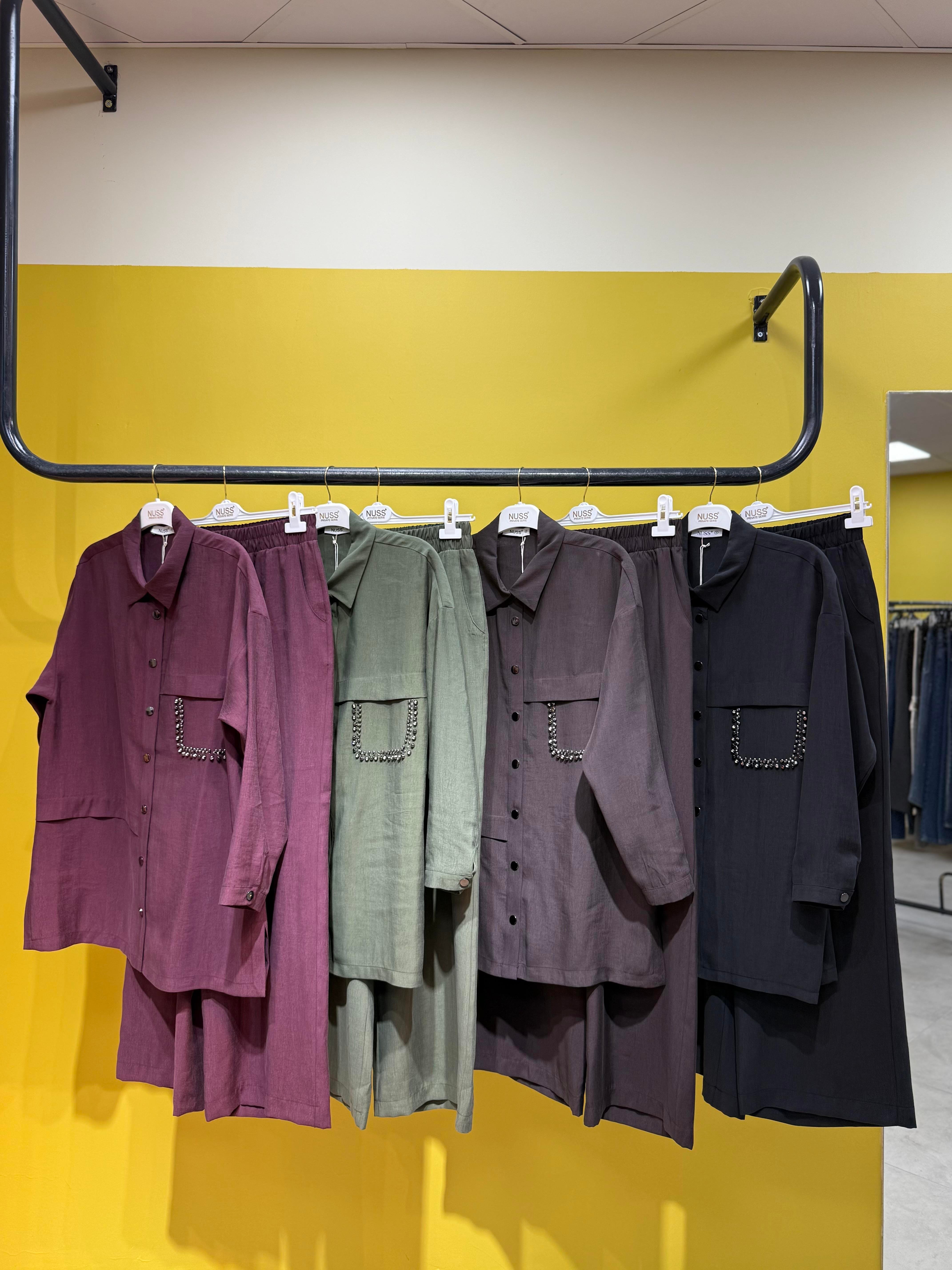 Taş İşlemeli Pantolonlu Takım