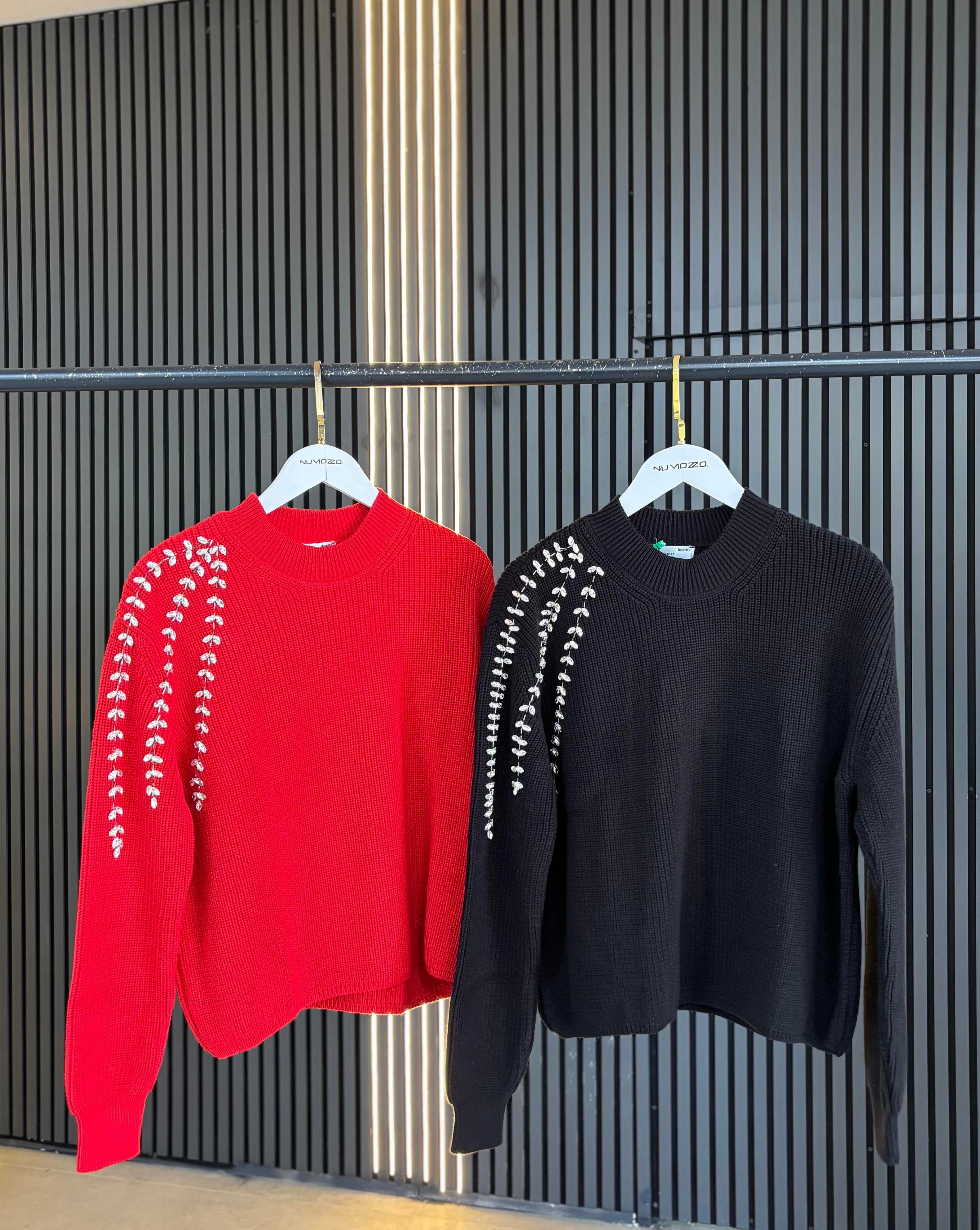 Taş İşlemeli Triko Bluz