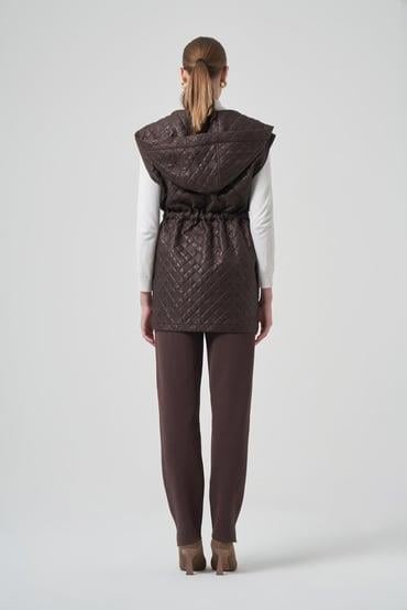 Taş İşlemeli Yelek Kahverengi