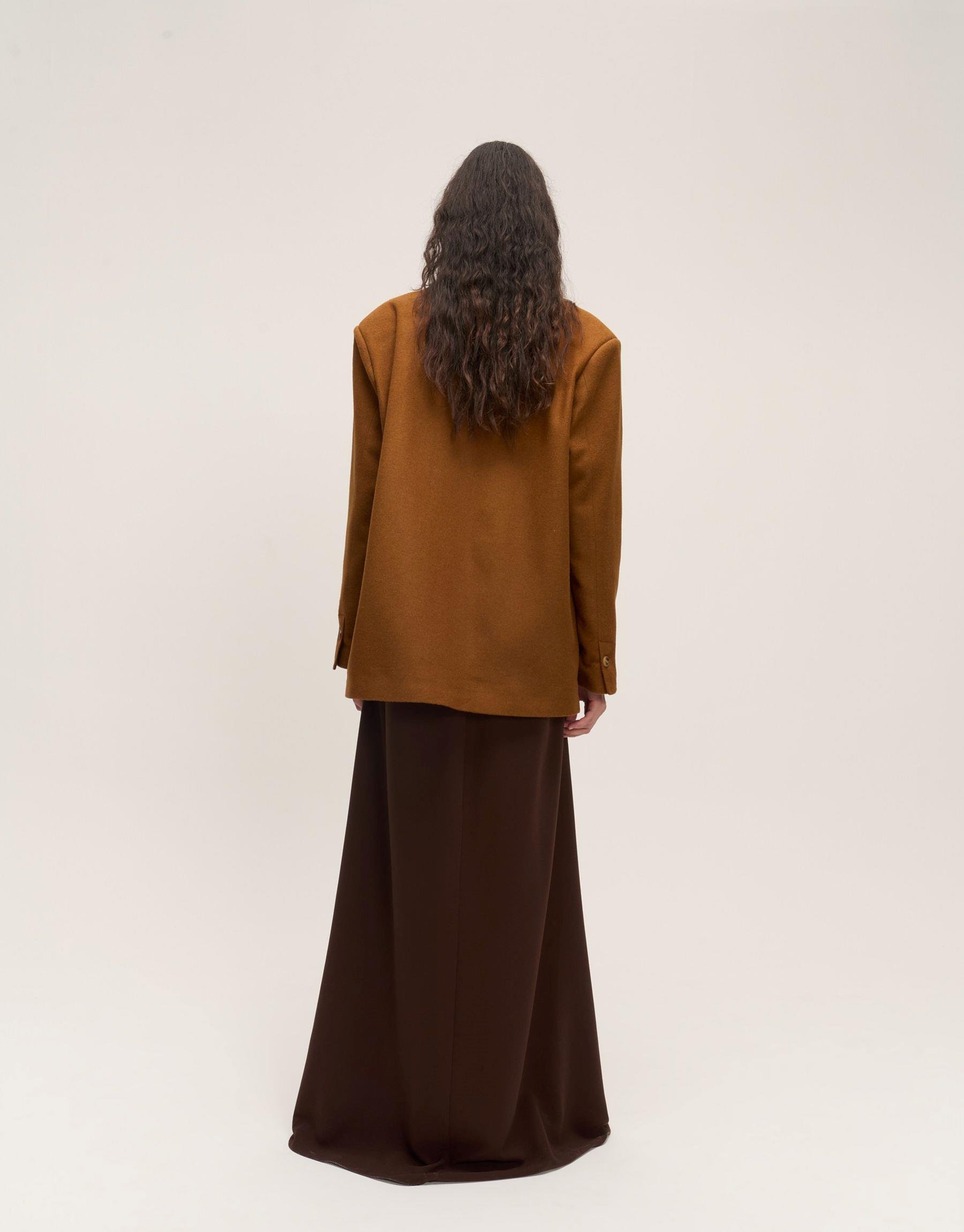 Tek Düğmeli Kaşe Ceket Camel