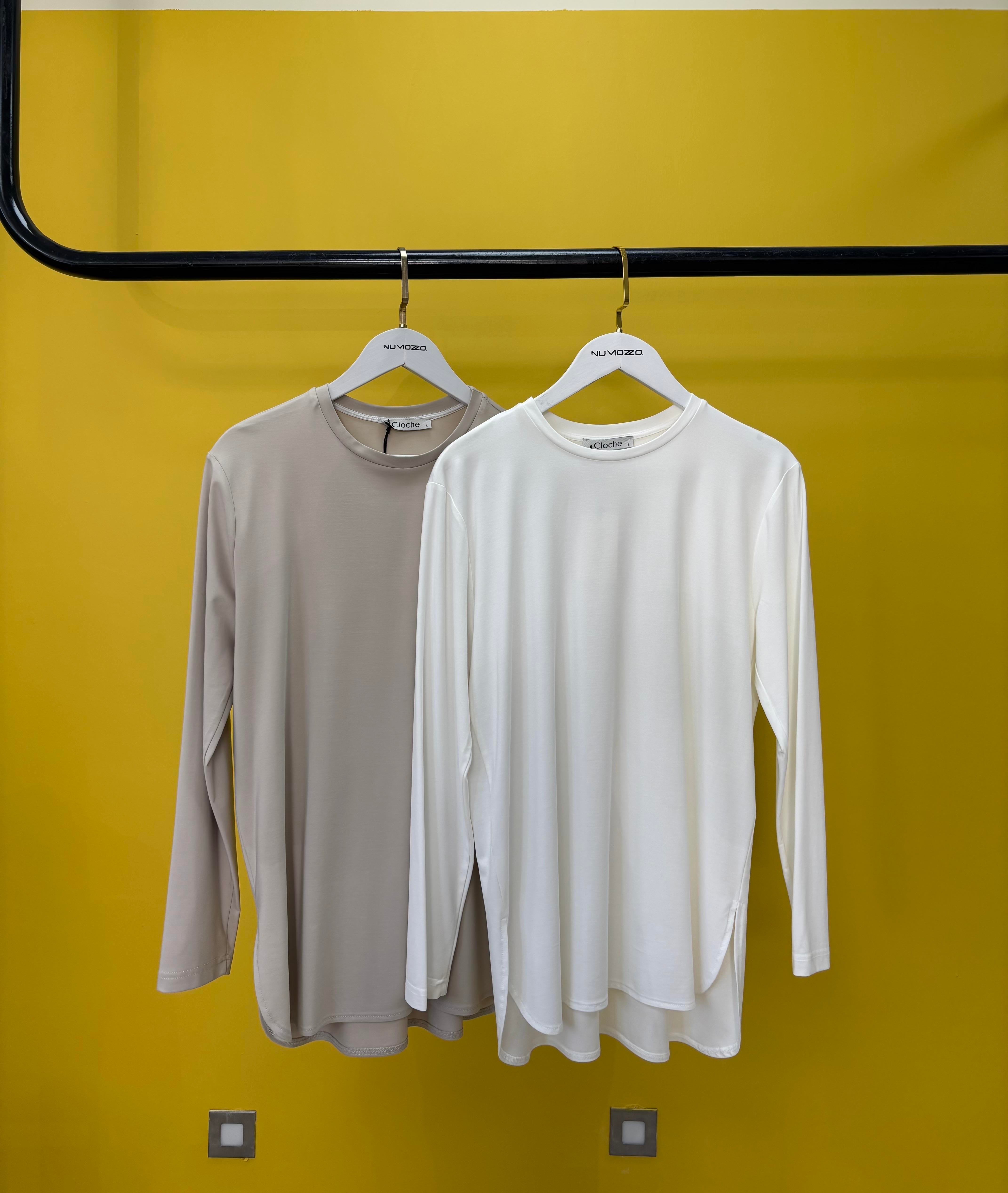 Tril Uzun Kollu T-Shirt Ekru