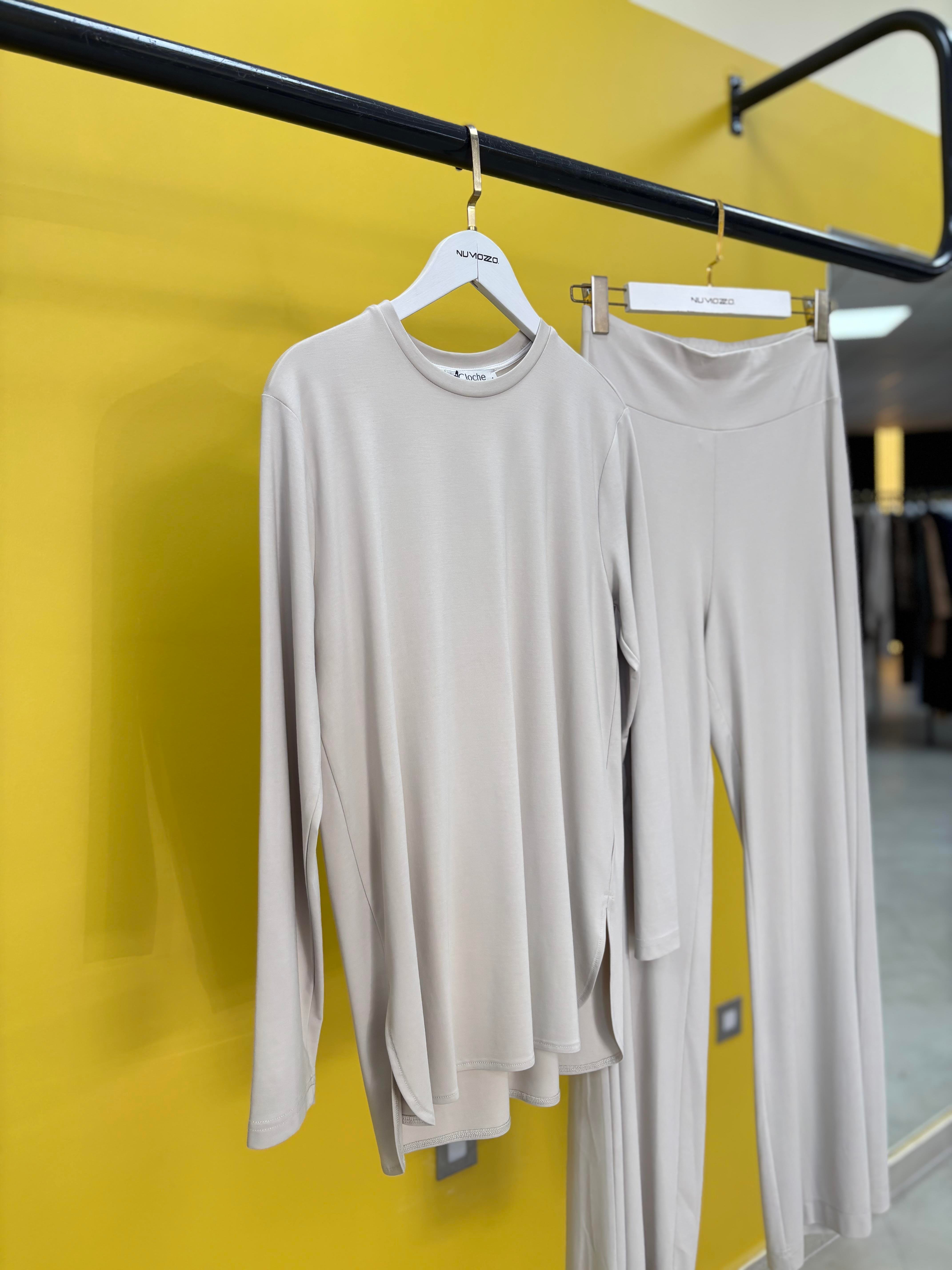 Tril Uzun Kollu T-Shirt Taş