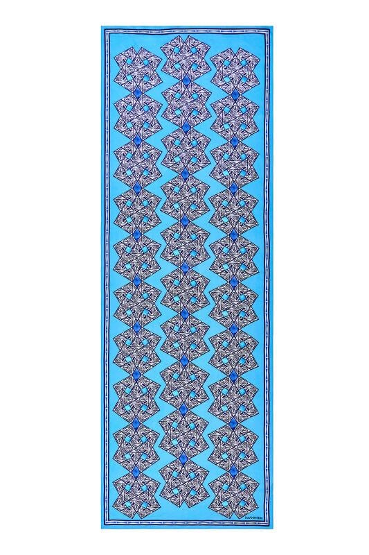 Uçurtma Mavi Floş Viskon Şal 70x210