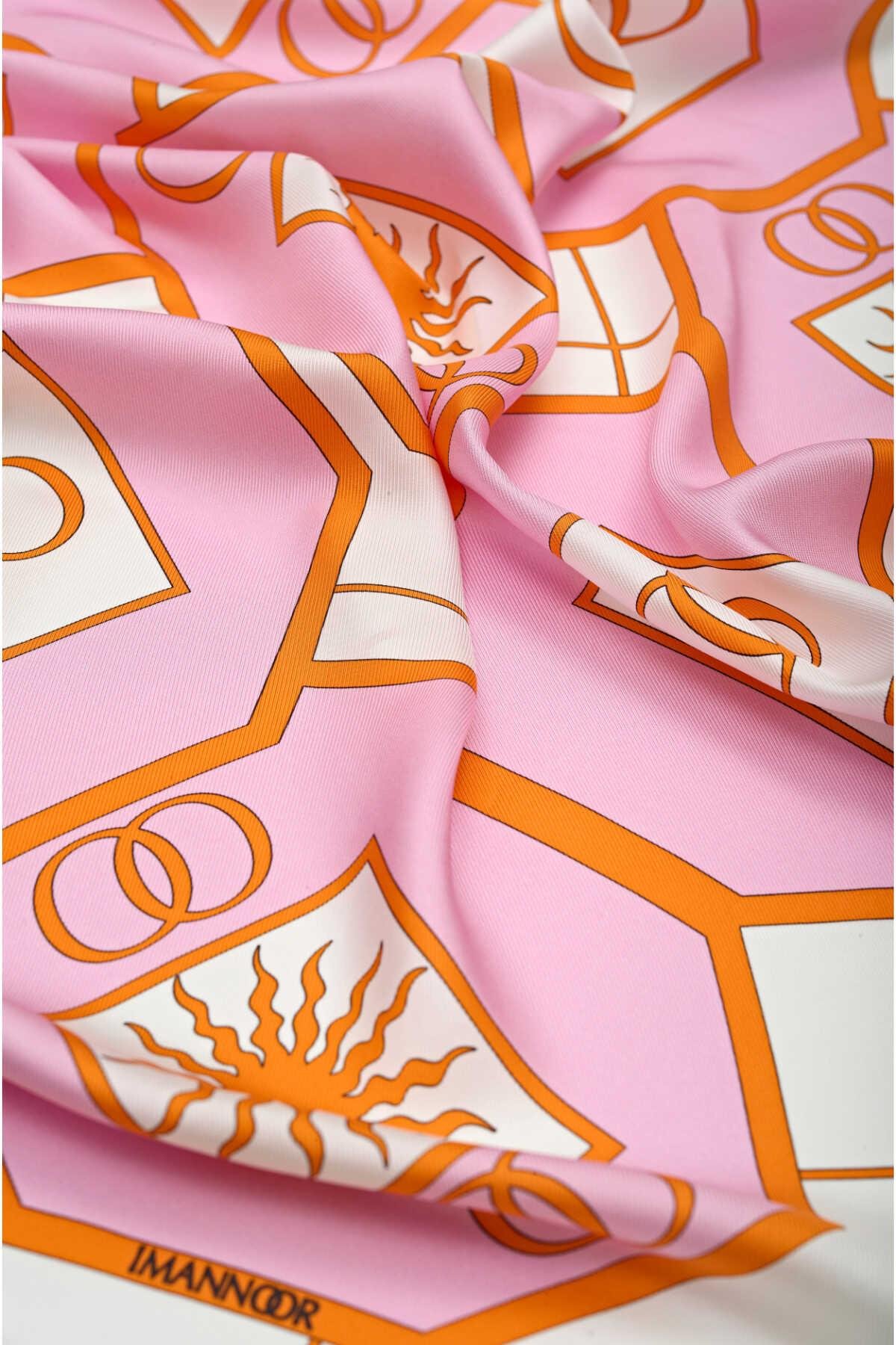 Vitray Pembe Tivil İpek Eşarp 90x90