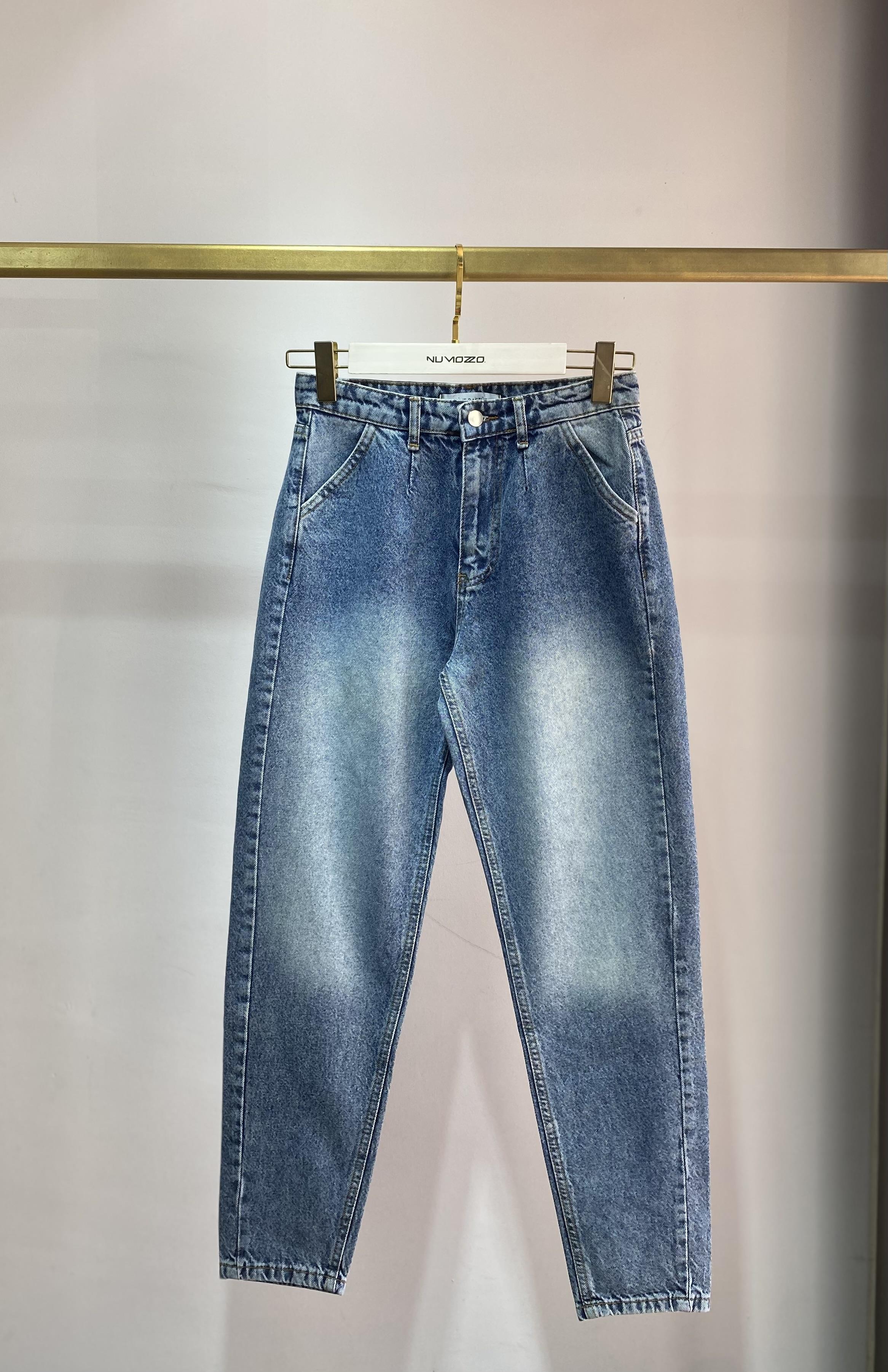 YIKAMALI DÜZ KESİM YÜKSEL BEL DENIM PANTOLON