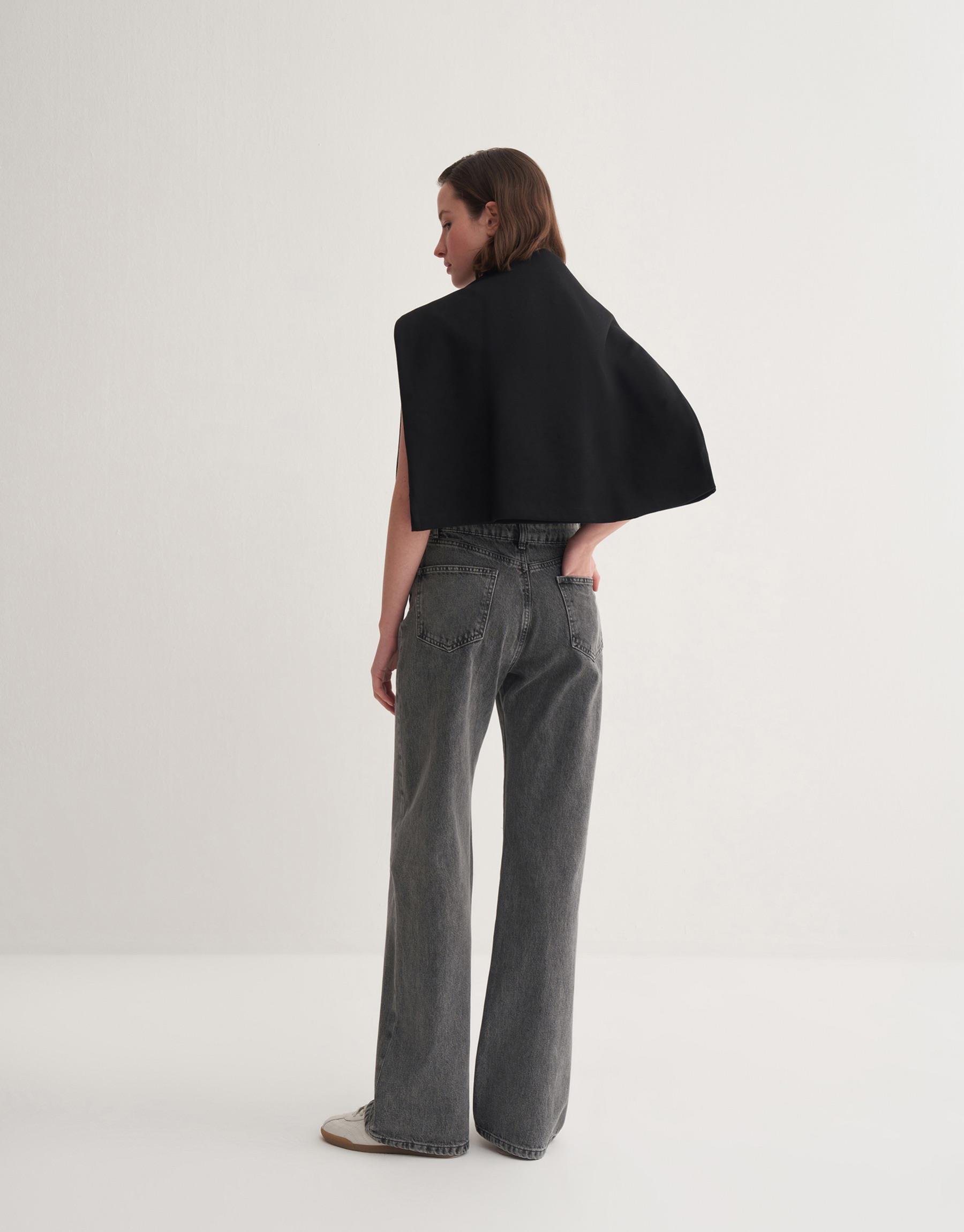 Yüksek Bel Wide Leg Jean Gri