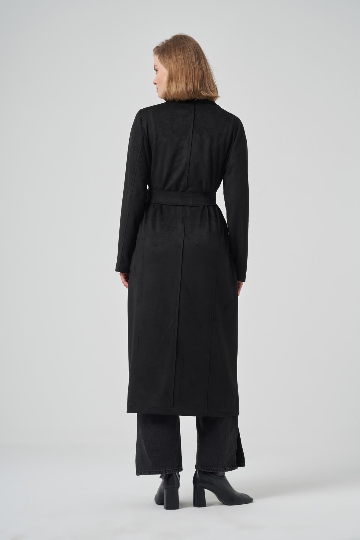 Zımba Detay Süet Kap - Siyah