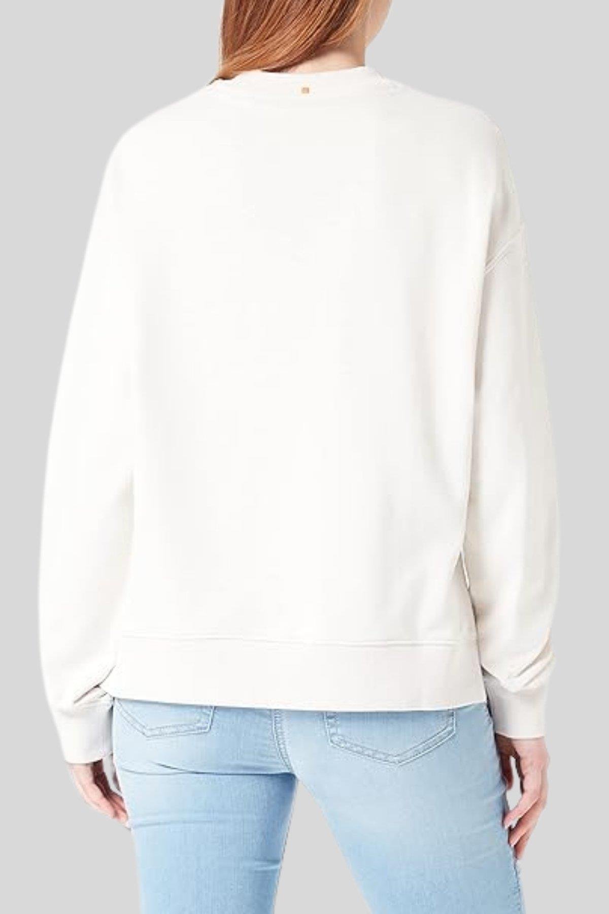 Boss Baskılı Regular Fit Kadın Sweatshirt Beyaz