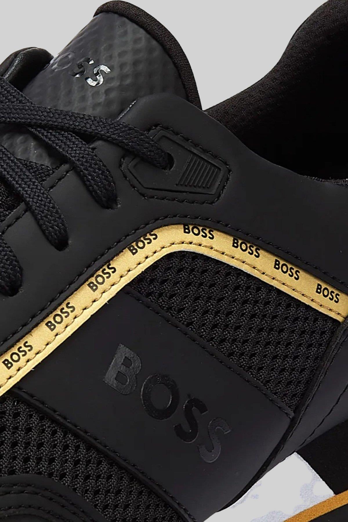 Boss Erkek Logolu Sneaker Parkur Koşu Ayakkabı Siyah
