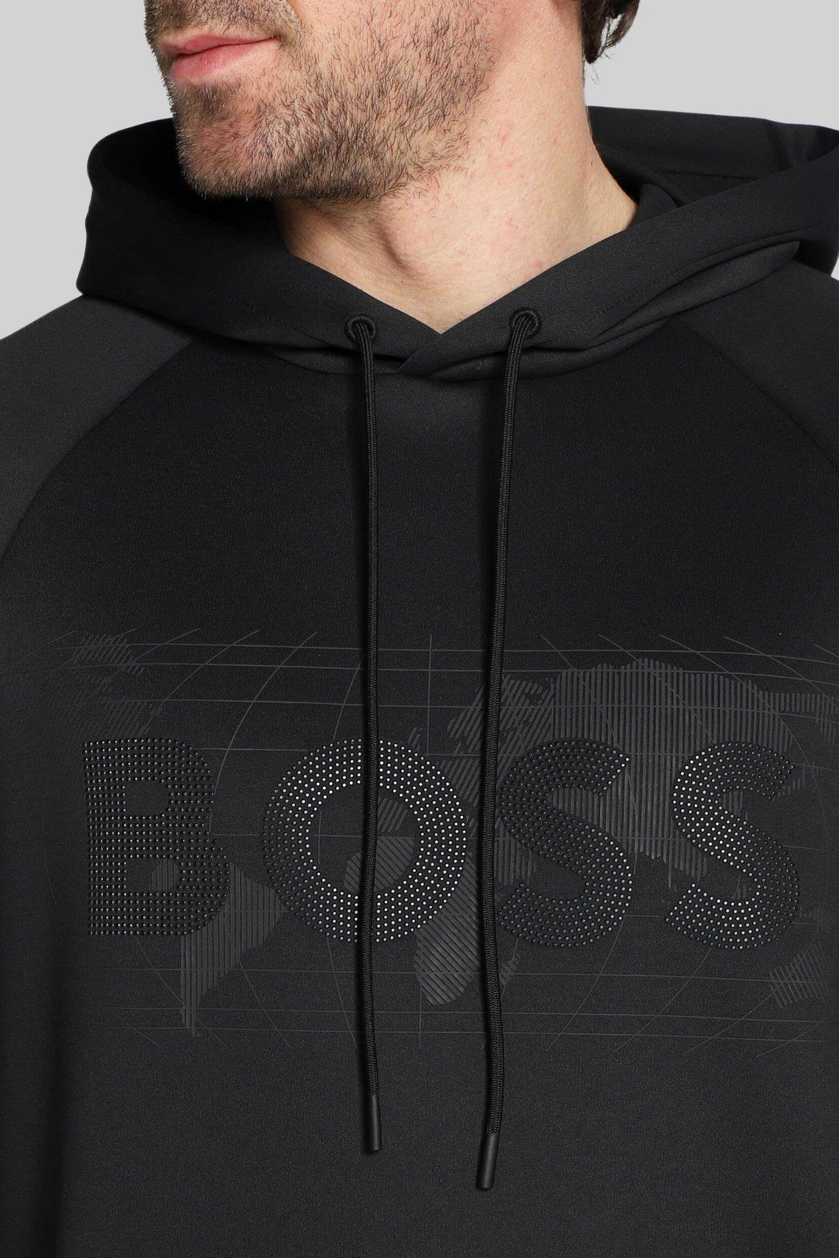 Boss Erkek Regular Fit Kapşonlu Sweatshirt Siyah