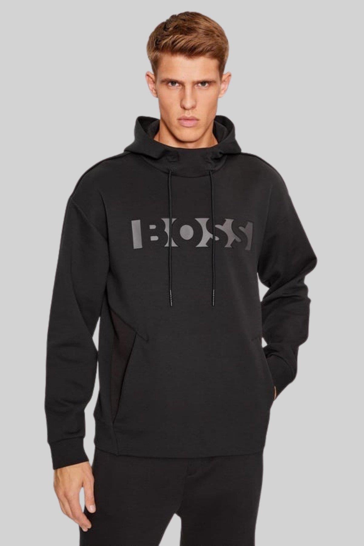 Boss Kapüşonlu Erkek Sweatshirt Siyah