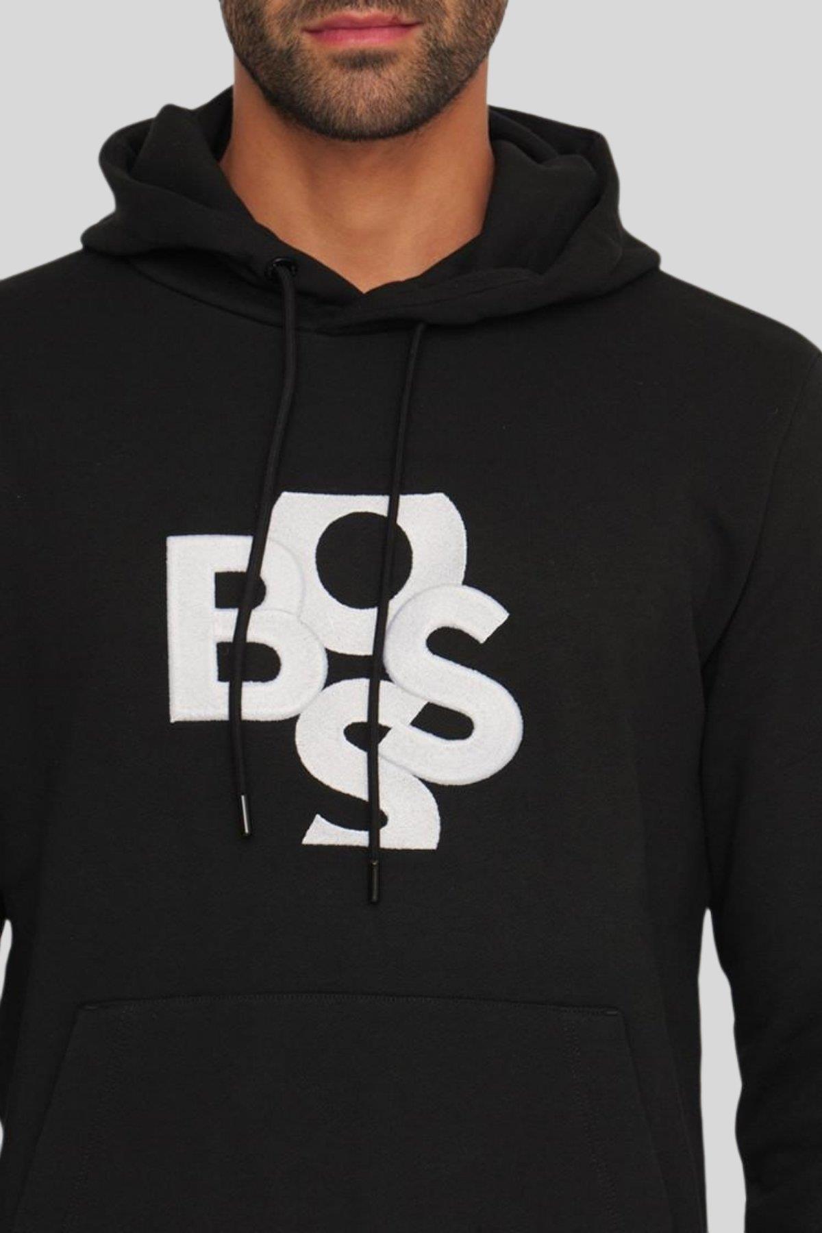 Boss Kapüşonlu Erkek Sweatshirt Siyah