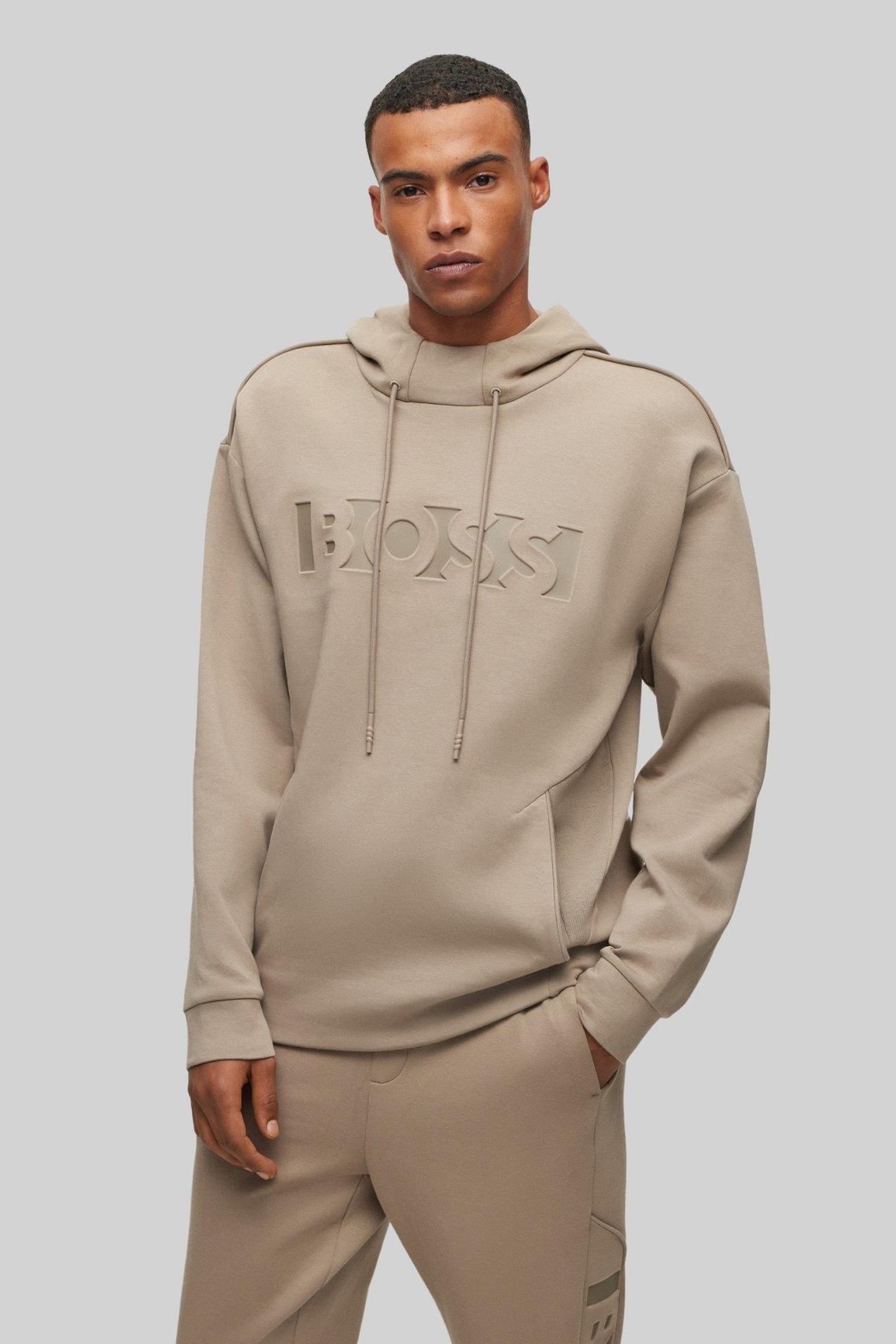 Boss Kapüşonlu Erkek Sweatshirt Yeşil