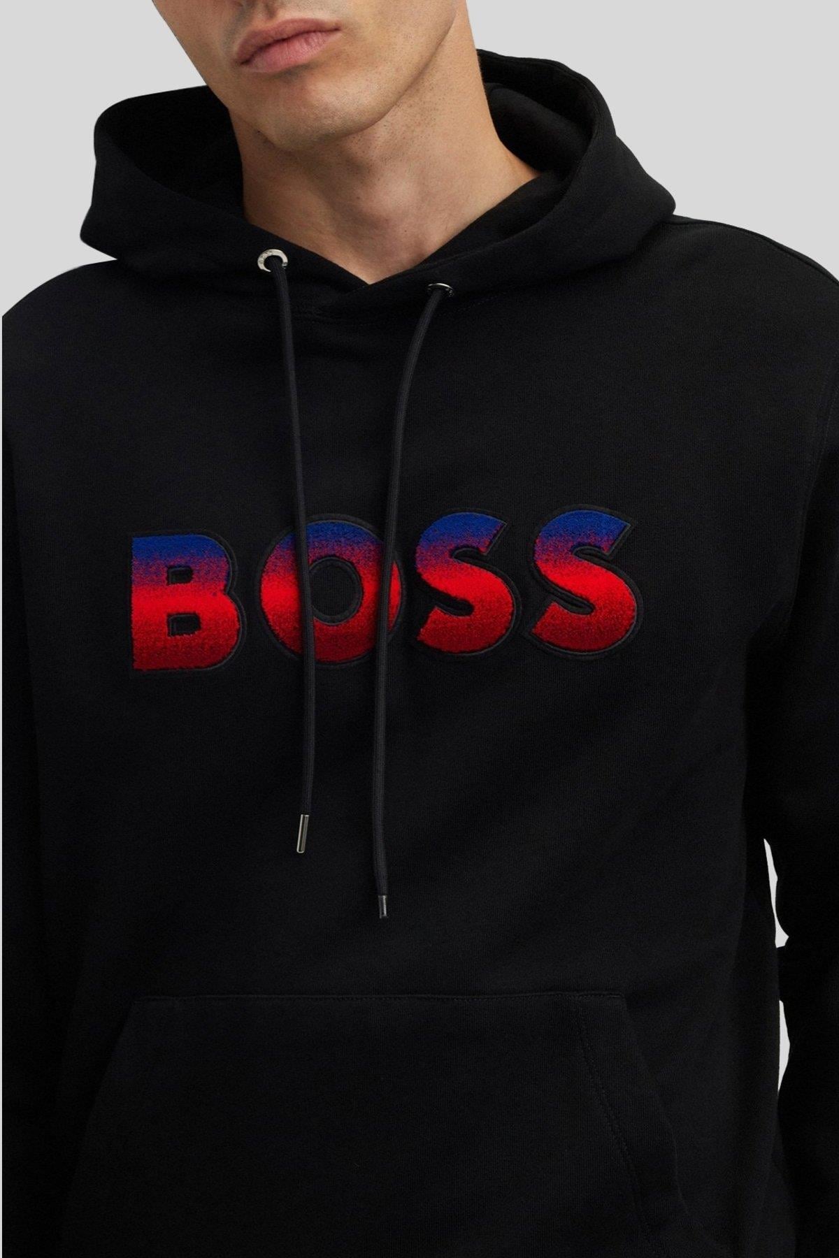 Boss Kapüşonlu Regular Fit Erkek Sweatshirt Siyah