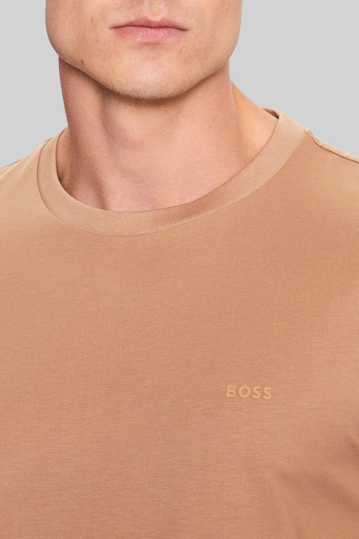 Boss Regular Fit  Bisiklet Yaka Erkek T-Shirt Bej