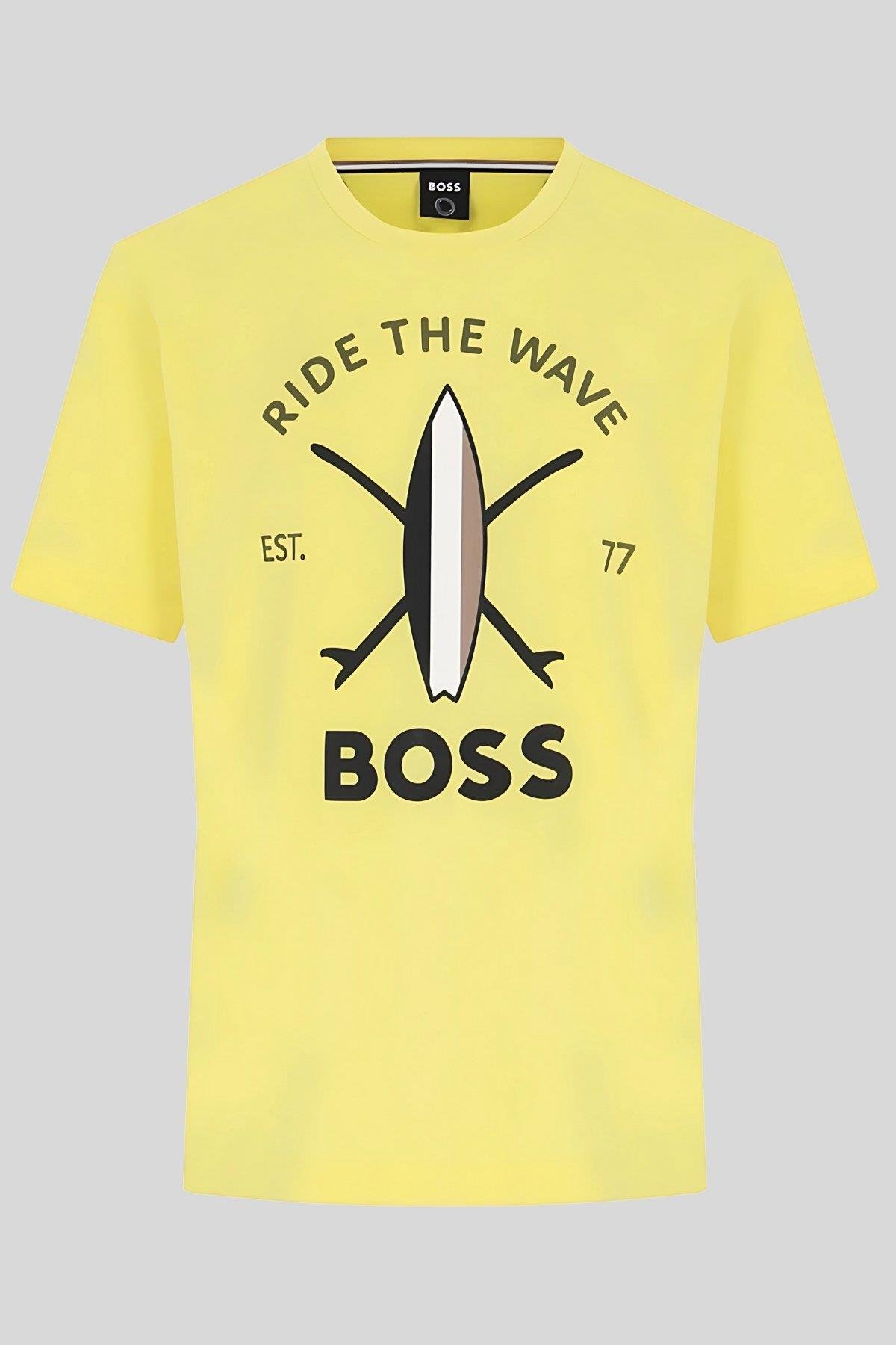 Boss Regular Fit Bisiklet Yaka Erkek T-Shirt Sarı