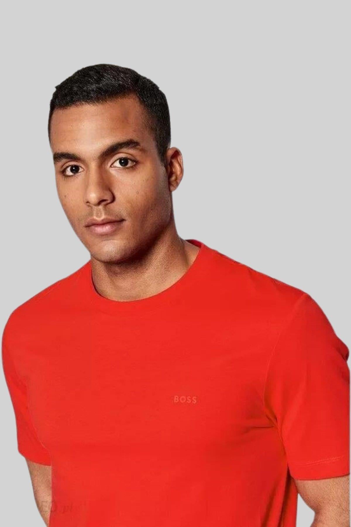 Boss Regular Fit  Bisiklet Yaka Erkek T-Shirt Kırmızı