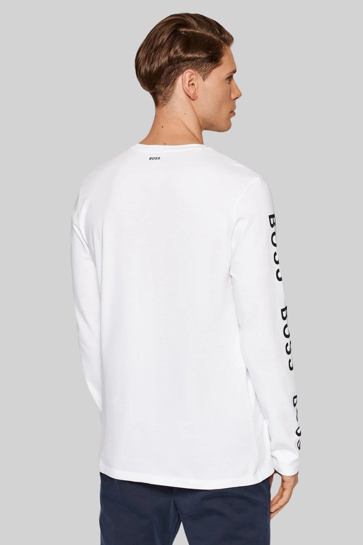 Boss Regular Fit Bisiklet Yaka Uzun Kol Erkek T-Shirt Beyaz