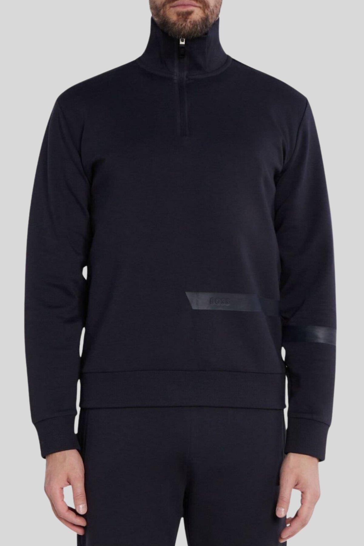 Boss Regular Fit Dik Yaka  Erkek Sweatshirt Mavi 402