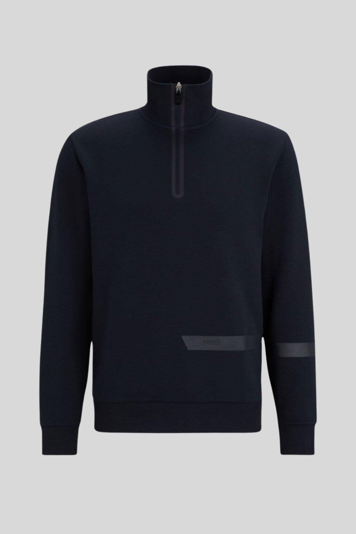 Boss Regular Fit Dik Yaka  Erkek Sweatshirt Mavi 402