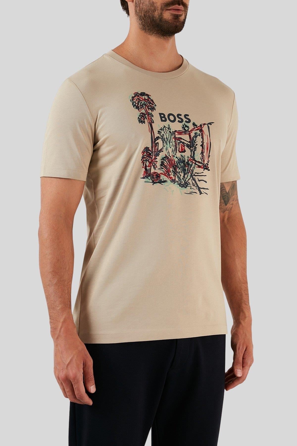 Boss Regular Fit Erkek T-Shirt Bej