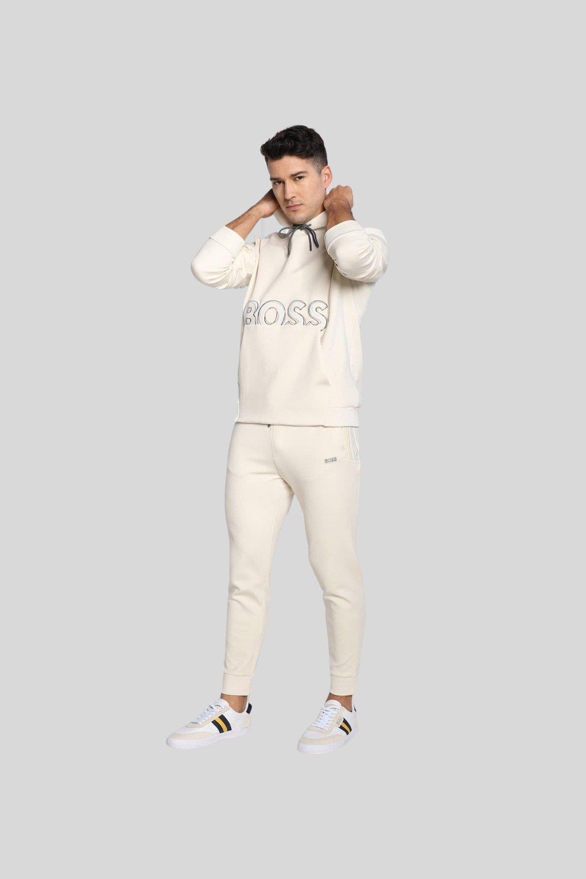 Boss  Regular Fit Kapüşonlu Erkek Sweatshirt Bej