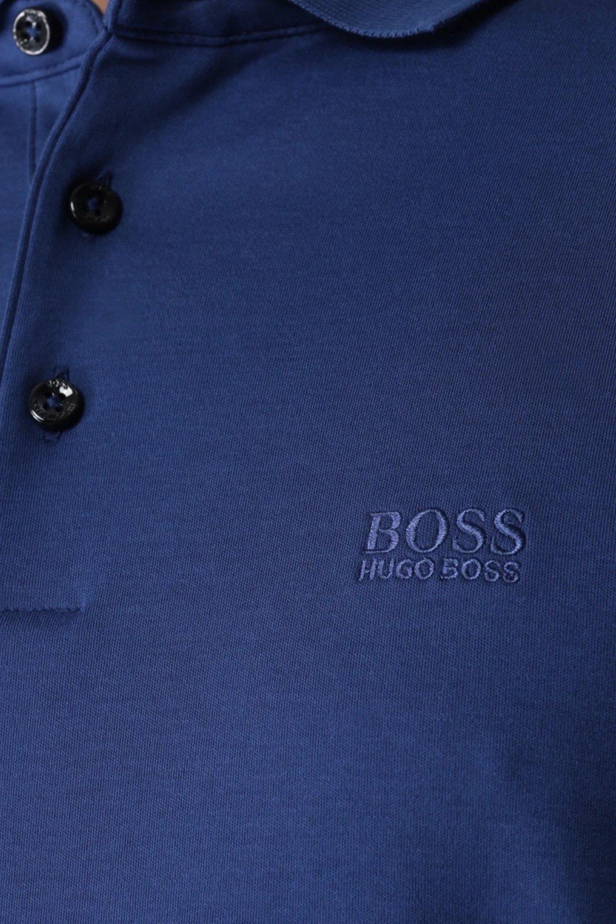 Boss Regular Fit Polo Yaka Uzun Kol Erkek T-Shirt Mavi