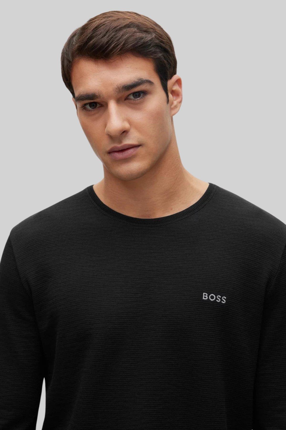 Boss Regular Fit Uzun Kollu Erkek T-Shirt Siyah